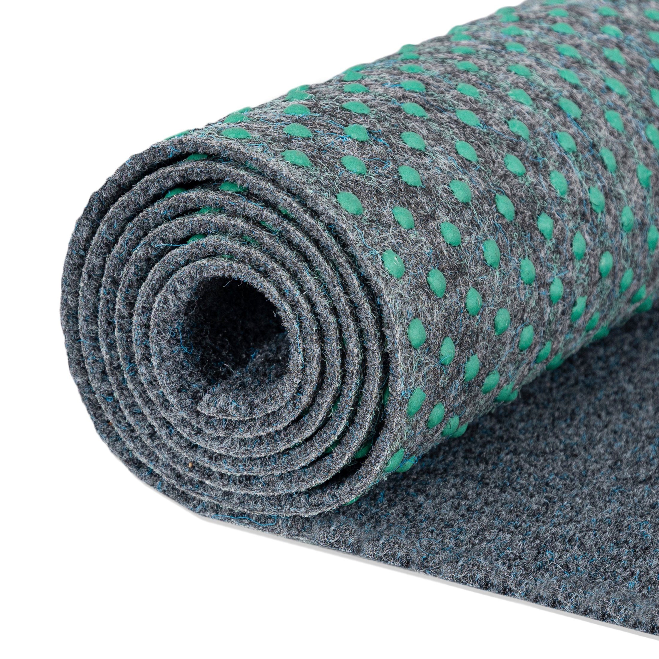 Mazovia Kunstrasen Kunstrasen mit Noppen, Meterware, Outdoor Grau Blau
