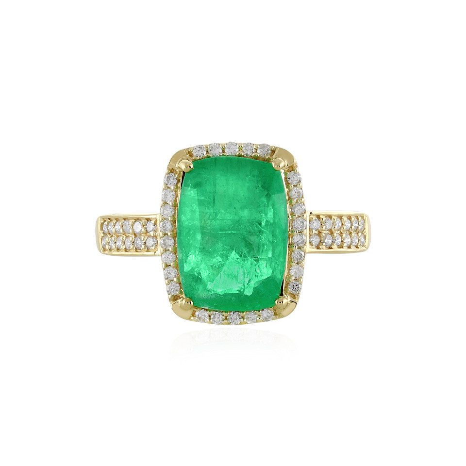 Diamantring Äthiopischer Smaragd 18K Gold Ring, 3,515ct, AMAYANI