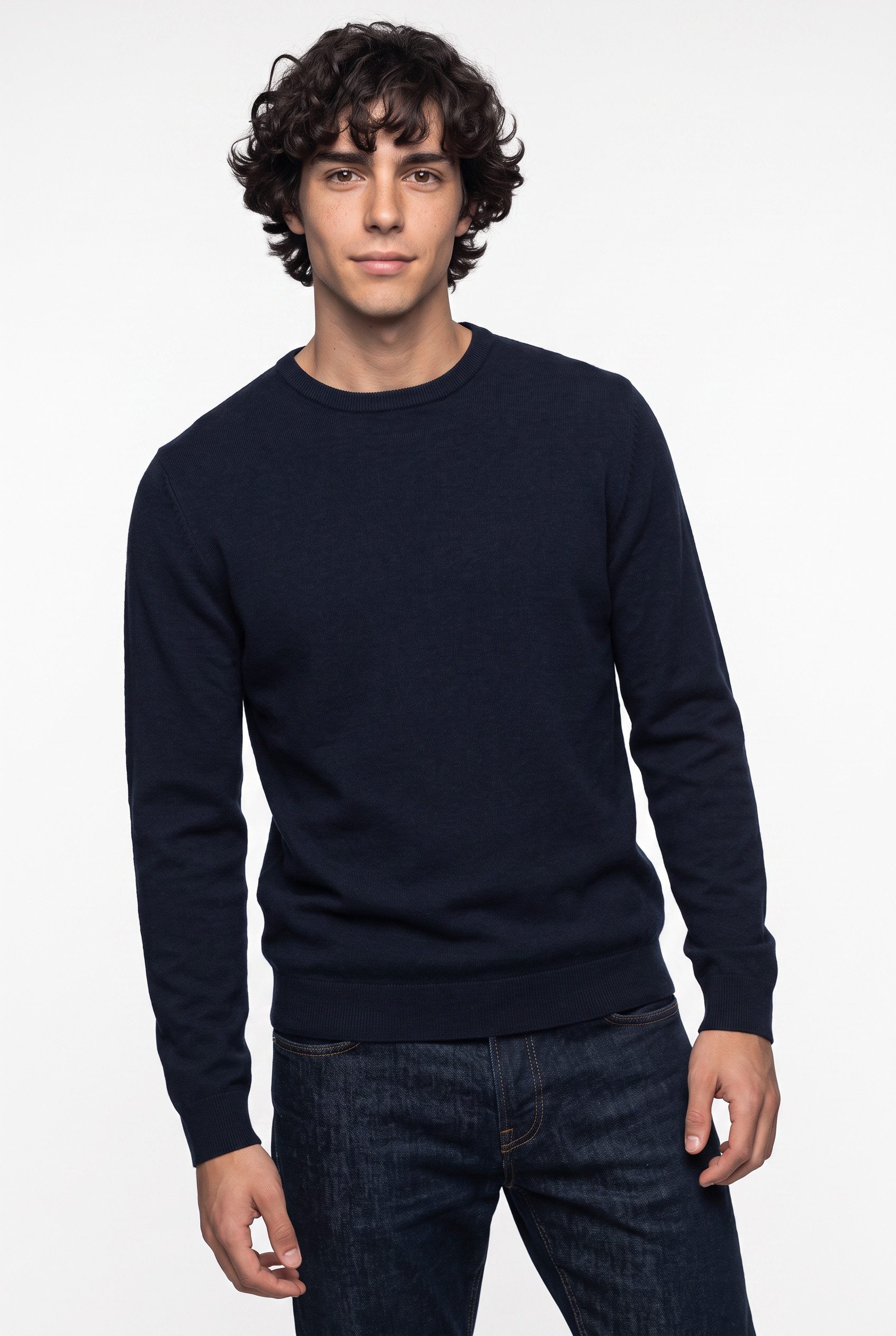 Blend Rundhalspullover BHBAGGE CREW KNIT Baumwollmischung, regular fit