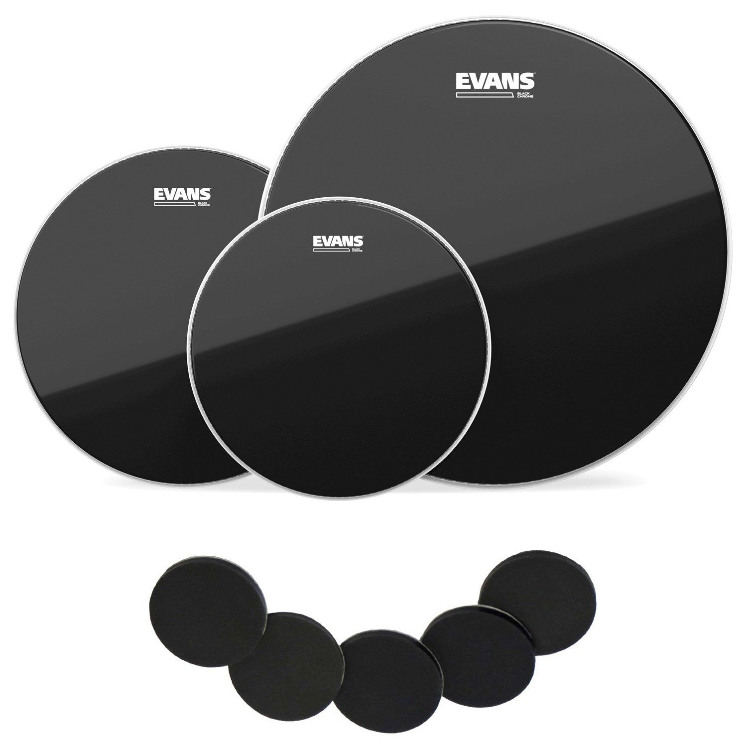 Evans Schlagzeug Evans ETP-CHR-S Black Chrome Standard mit Damper Pads, Evans Fell-Set