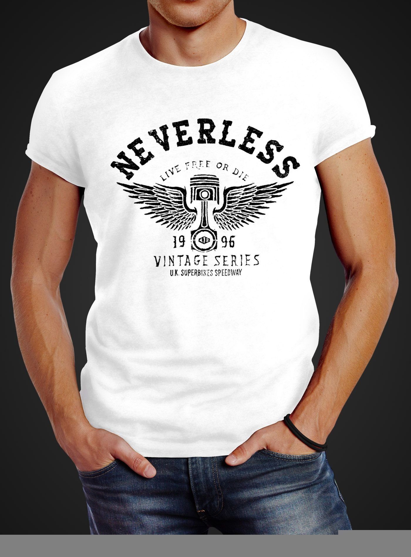 Neverless Print-Shirt Herren T-Shirt Biker Motorrad Motorblock Engine Flüge günstig online kaufen