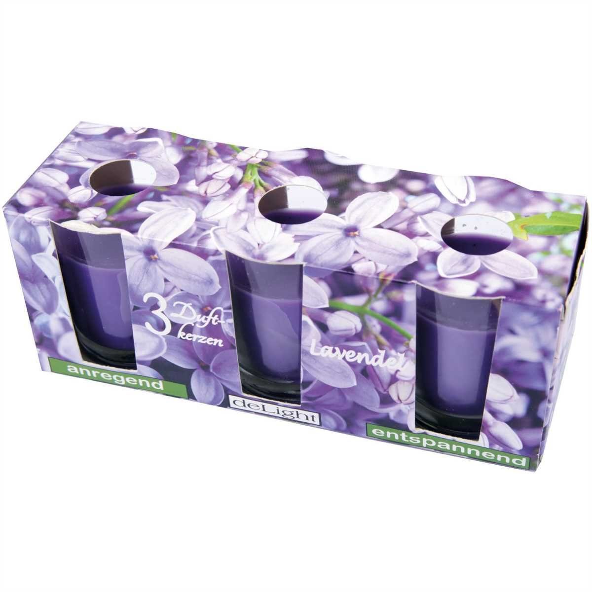 HS Candle Duftkerze (3-tlg), Kerze im Glas, 3er Pack "Klassische Düfte" mit je 12 Std. Brenndauer