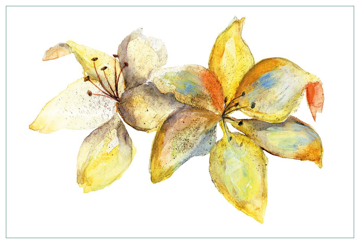 Wallario Küchenrückwand Aquarell von gelben Lilien, (1-tlg)