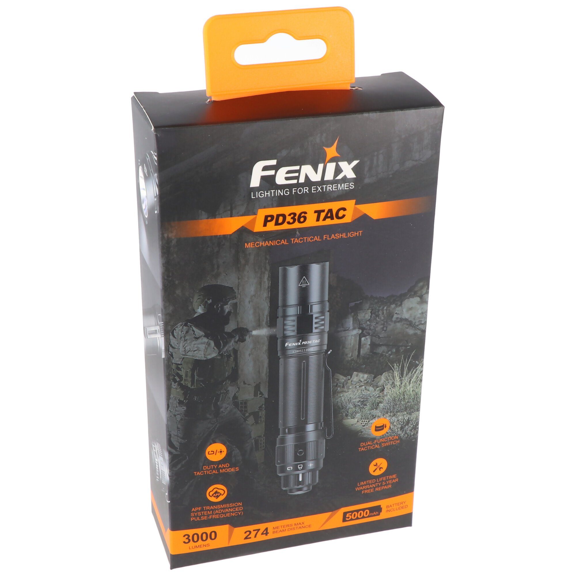 Fenix LED Taschenlampe Fenix PD36 TAC LED-Taschenlampe, taktische Taschenlampe, mit Einhandd