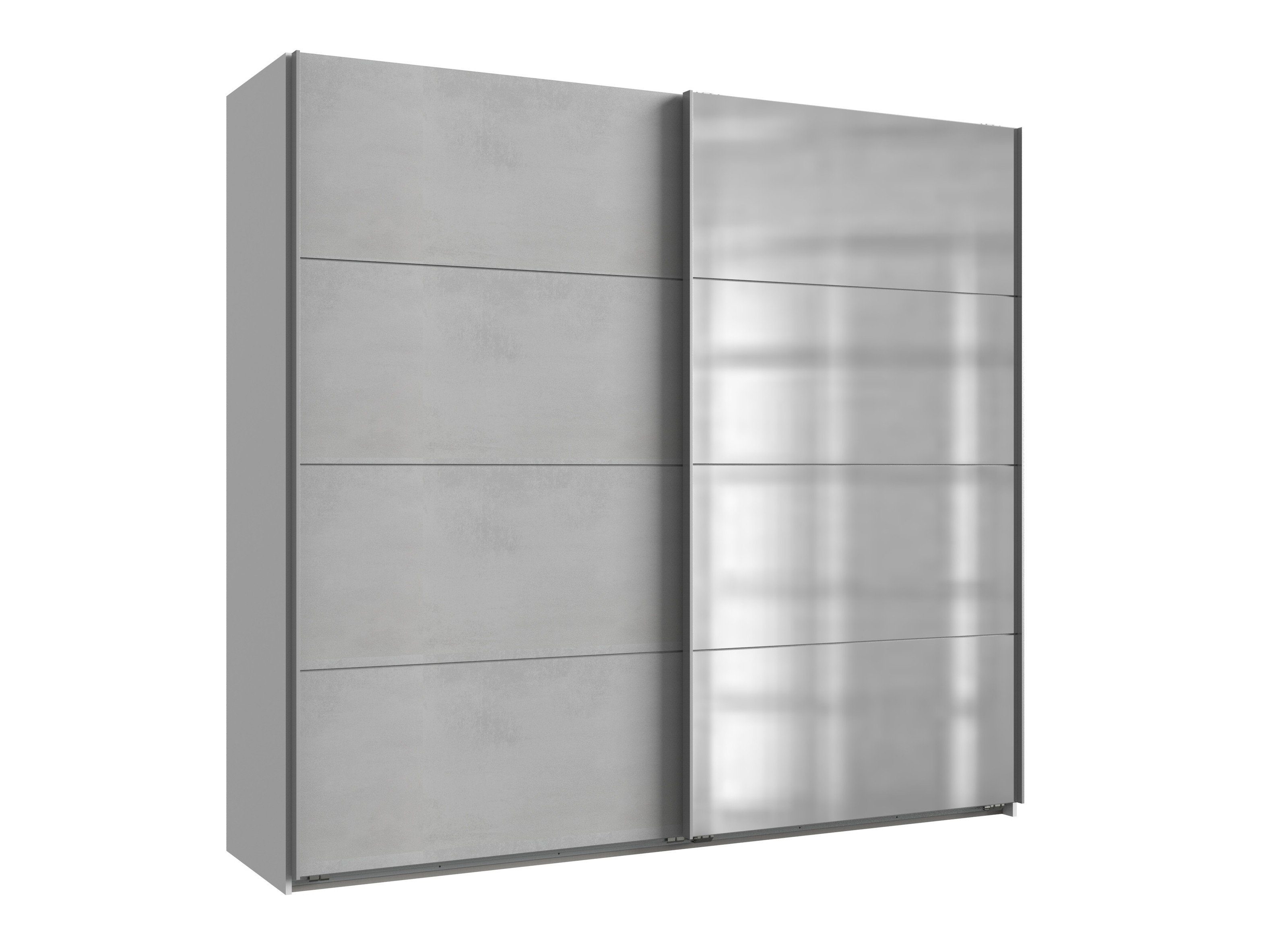 freiraum Kleiderschrank Ernie (BxHxT: 225x210x65 cm) in WEISS + BETON NB LICHTGRAU mit 2 Türen und 2 Einlegeböden