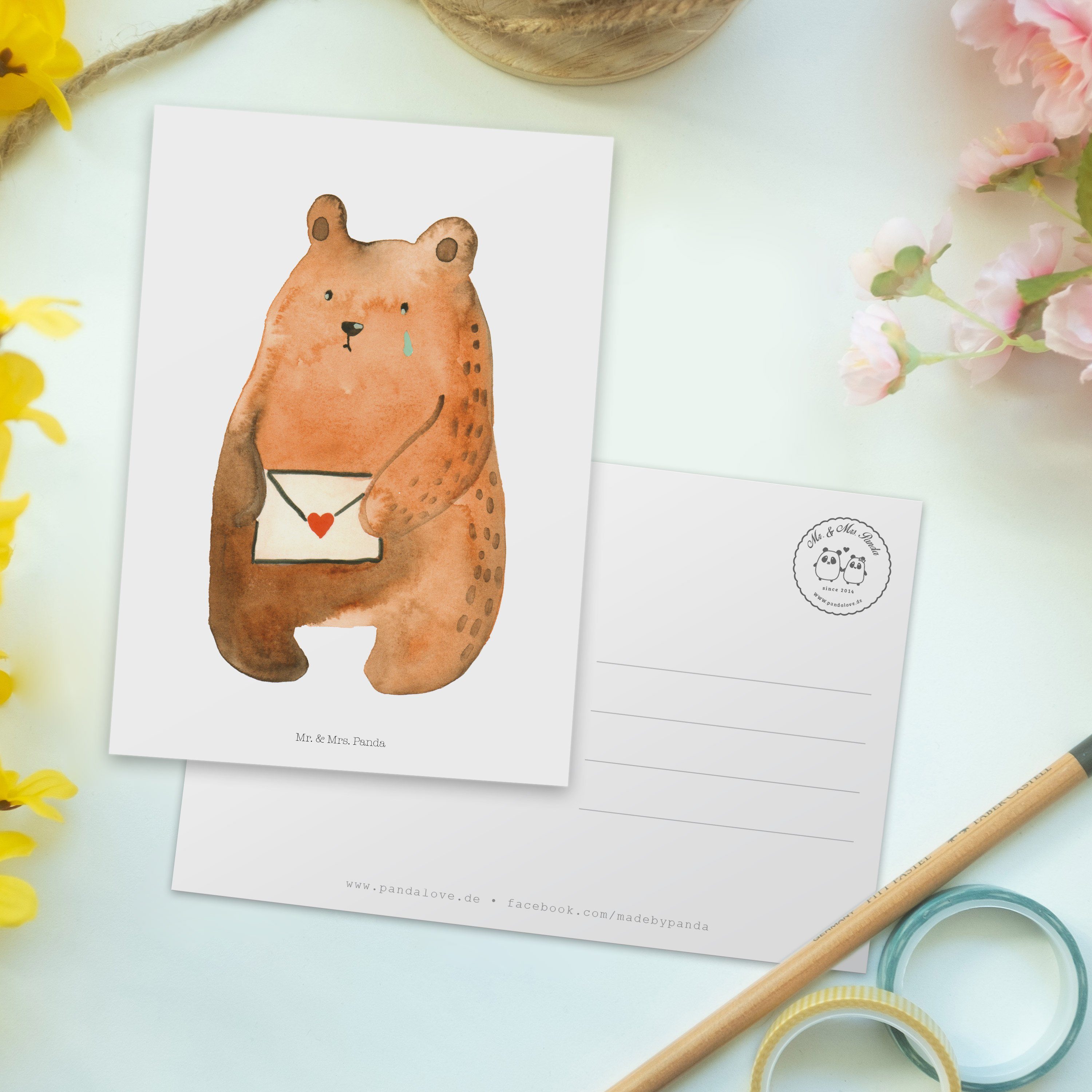 Mrs. Weiß Geschenk, Mr. - Geburtstagskarte Panda - Postkarte & vermissen, Liebesbrief-Bär Teddy,