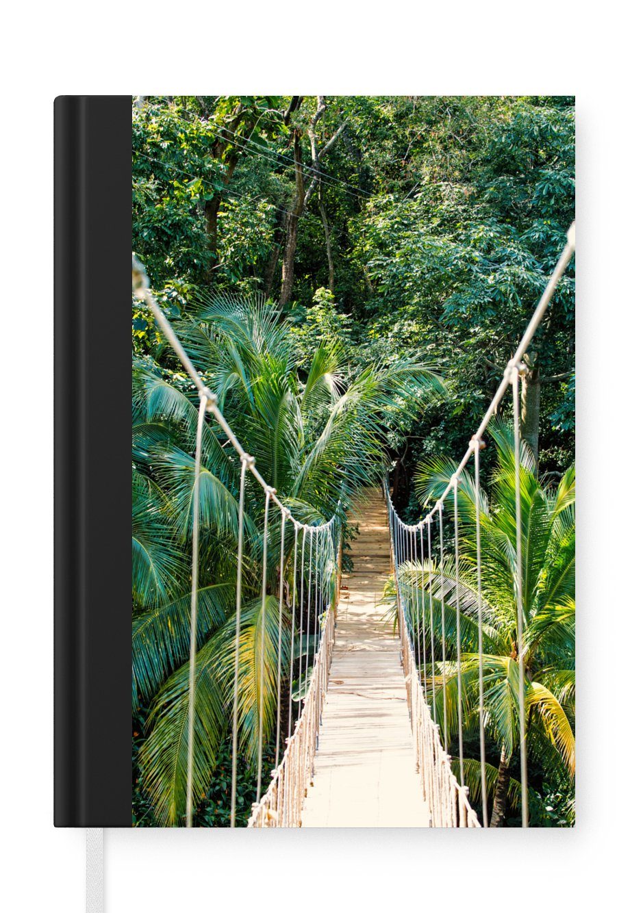 MuchoWow Notizbuch Dschungel - Palme - Brücke - Natur - Pflanzen, Journal, Merkzettel, Tagebuch, Notizheft, A5, 98 Seiten, Haushaltsbuch