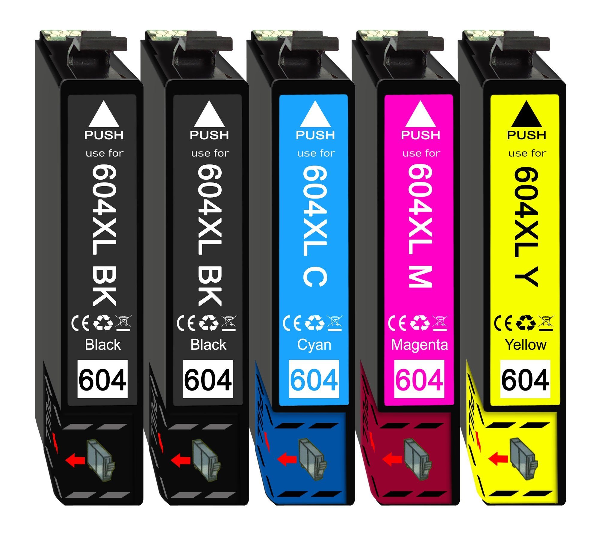 Druckerparadies 5er Multipack für Epson 604XL Tintenpatronen Set Tintenpatrone (5-tlg., für XP3200 XP2205 XP3205 XP4200 XP4205 WF2910 WF2930 WF2935 WF2950)