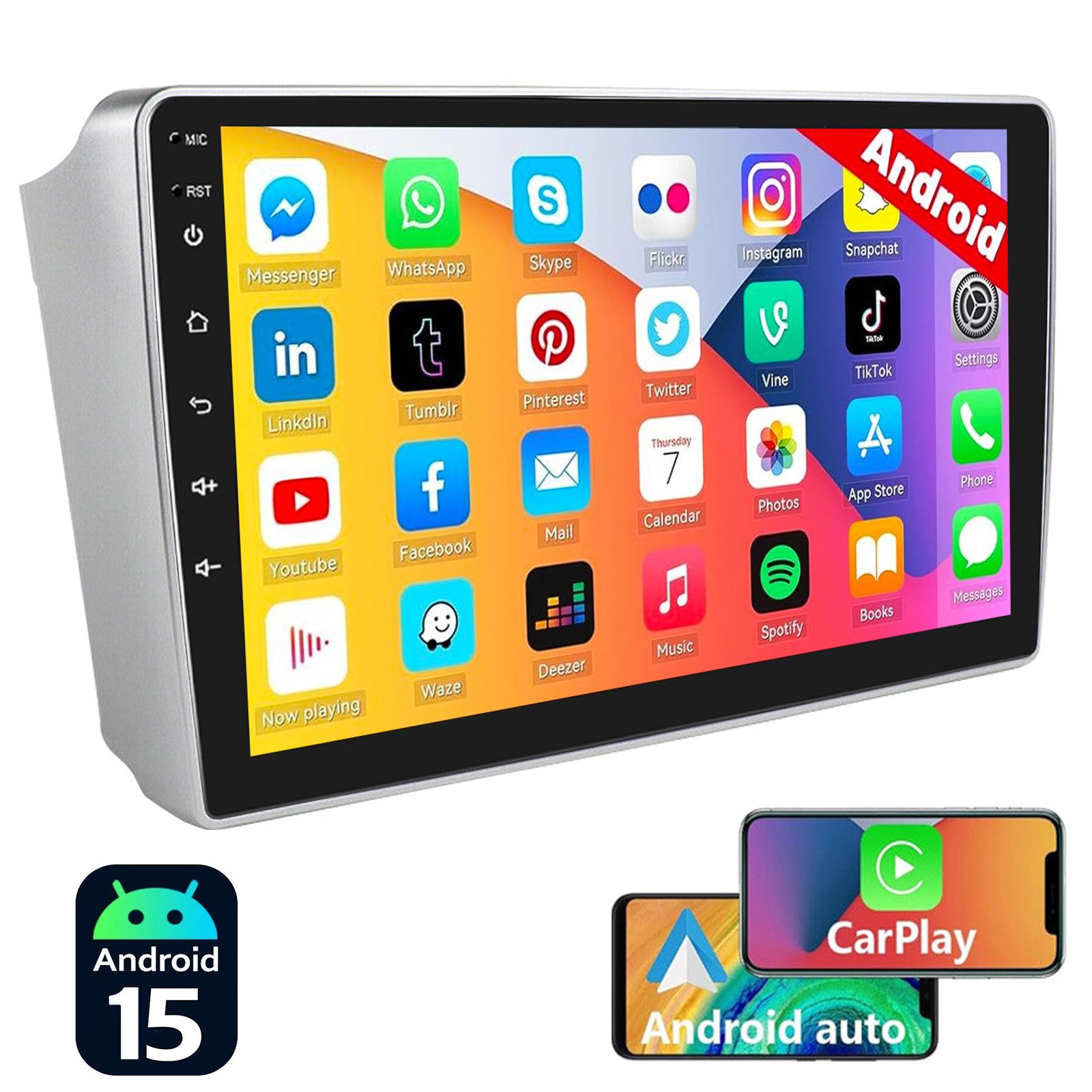 ESSGOO DAB Für Toyota Avensis T25 2002-2008 9" Android 15 Carplay GPS Navi Autoradio (4+64GB(optional), DAB+ (optional), AM, FM, RDS, Carplay Android Auto Bluetooth EQ USB GPS Navi WIFI Touchscreen)