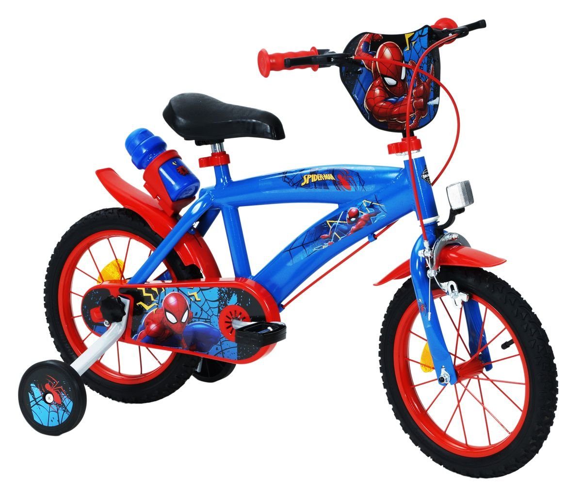Huffy Kinderfahrrad 14 Zoll Kinder Fahrrad Rad Bike Disney Spiderman Marvel Huffy 24941, 1 Gang, Stützräder, Trinkflasche