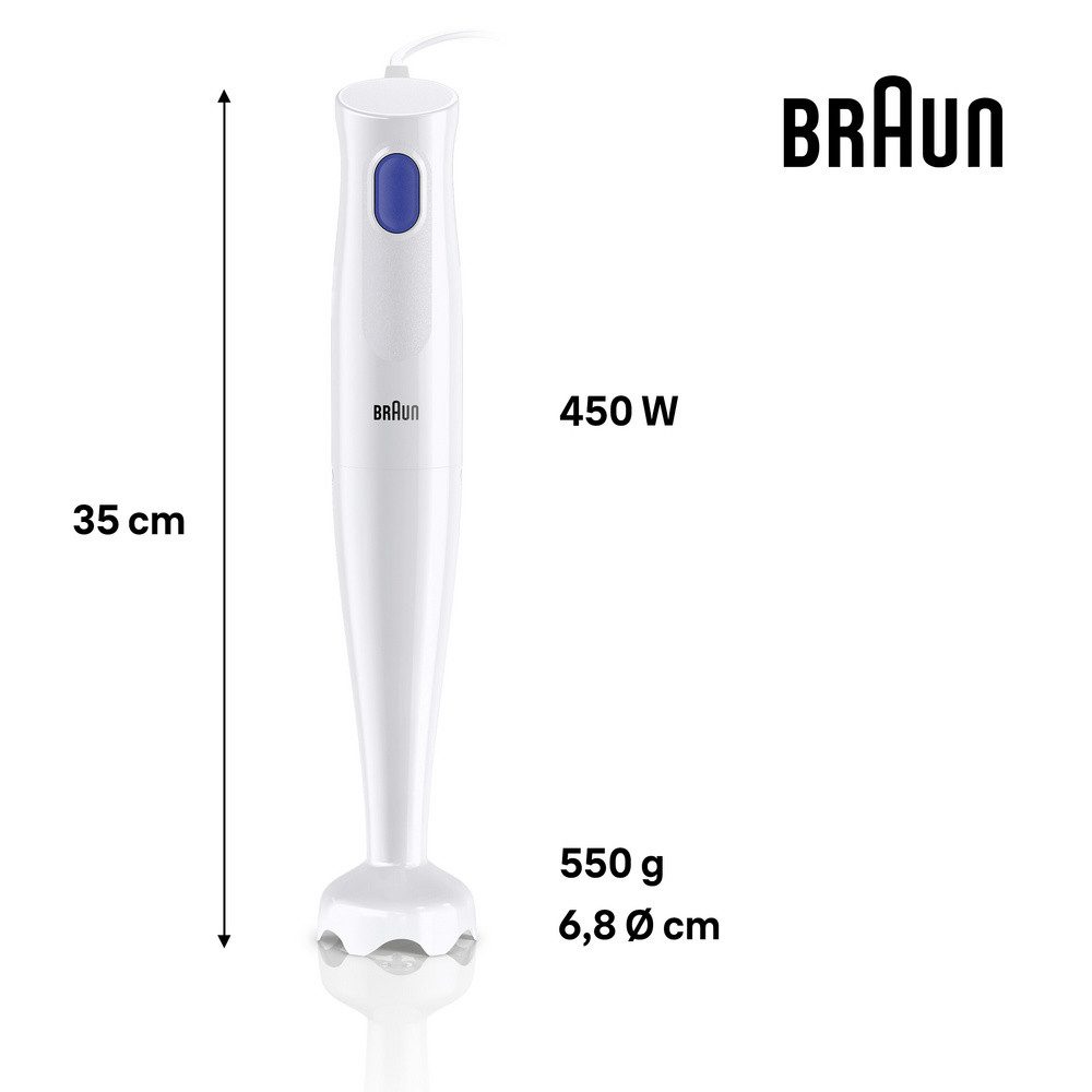 Braun Stabmixer Braun MultiQuick Stabmixer 450 W Weiß, 450.00 W