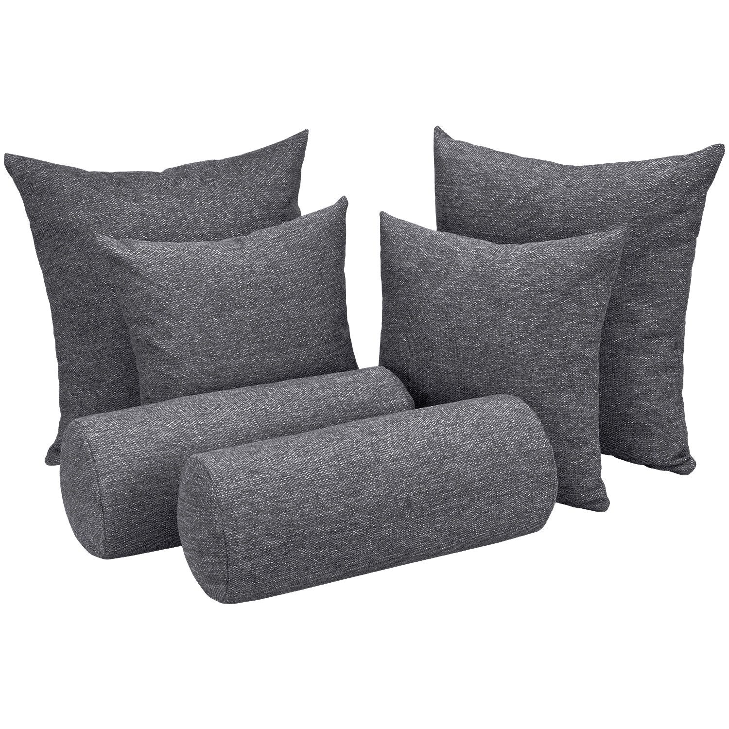 Selfitex Sofakissen 6-tlg. Kissen Set, 2x großes Kissen/2x kleines Kissen/2x Nackenrolle, (6er Set, 2x großes Kissen, 2x kleines Kissen, 2x Nackenrolle), für Sofa, Couch, Bett