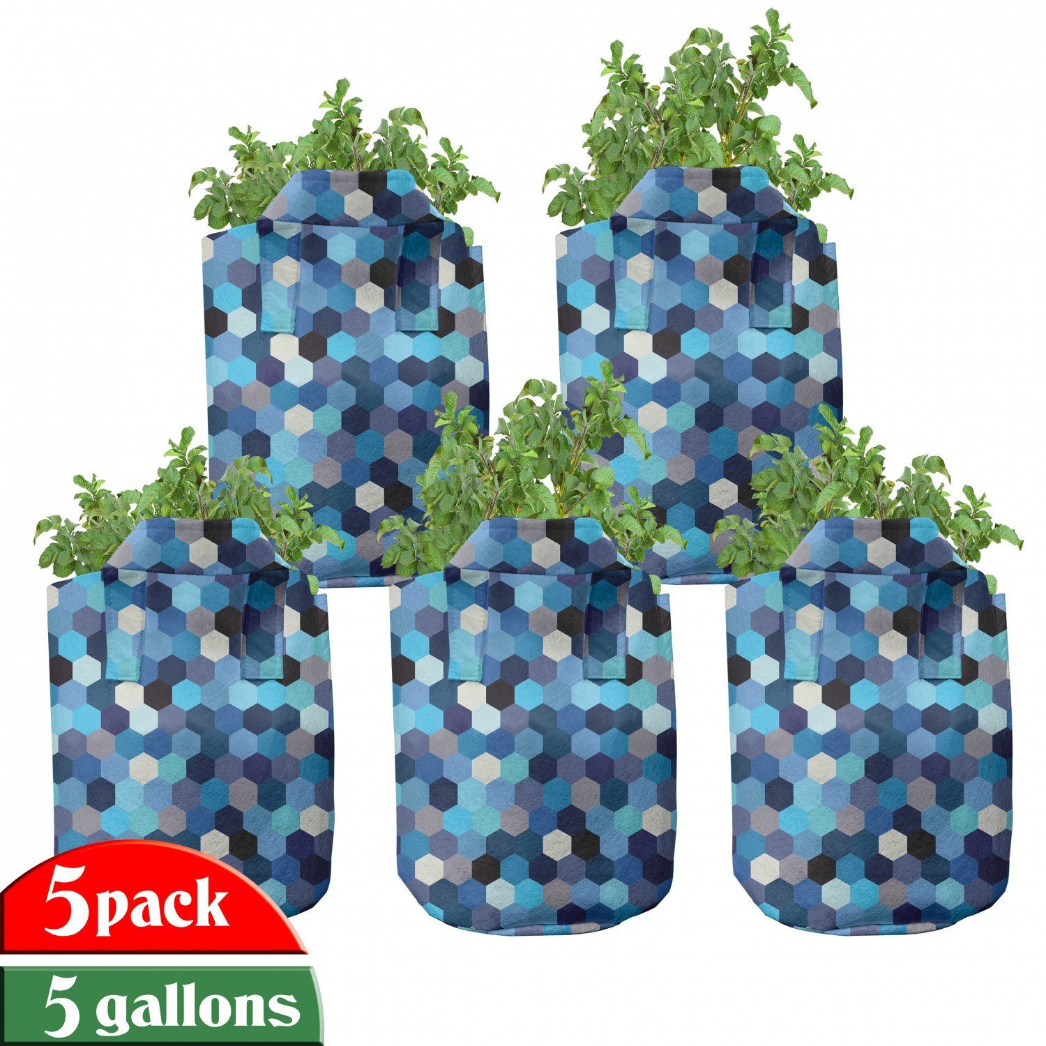 Pflanzkübel für Griffen Blau Weiss Abakuhaus mit Pflanzen, verschwommen hochleistungsfähig Stofftöpfe rectangulars