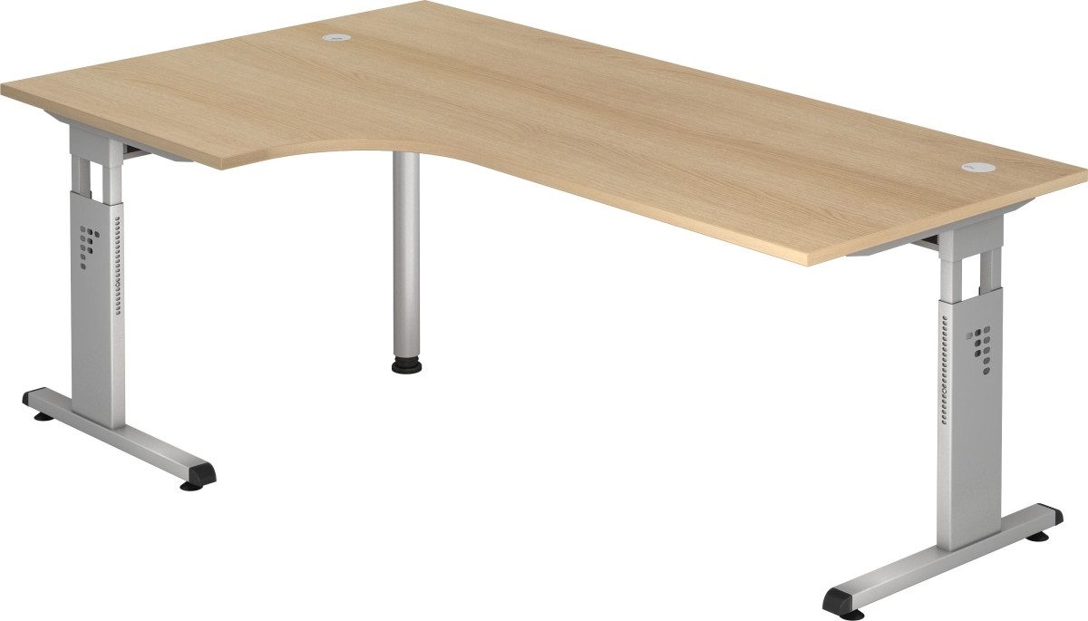 HAMMERBACHER Schreibtisch Winkeltisch C-Fuß 200x120cm 90 Grad Eiche/Silber