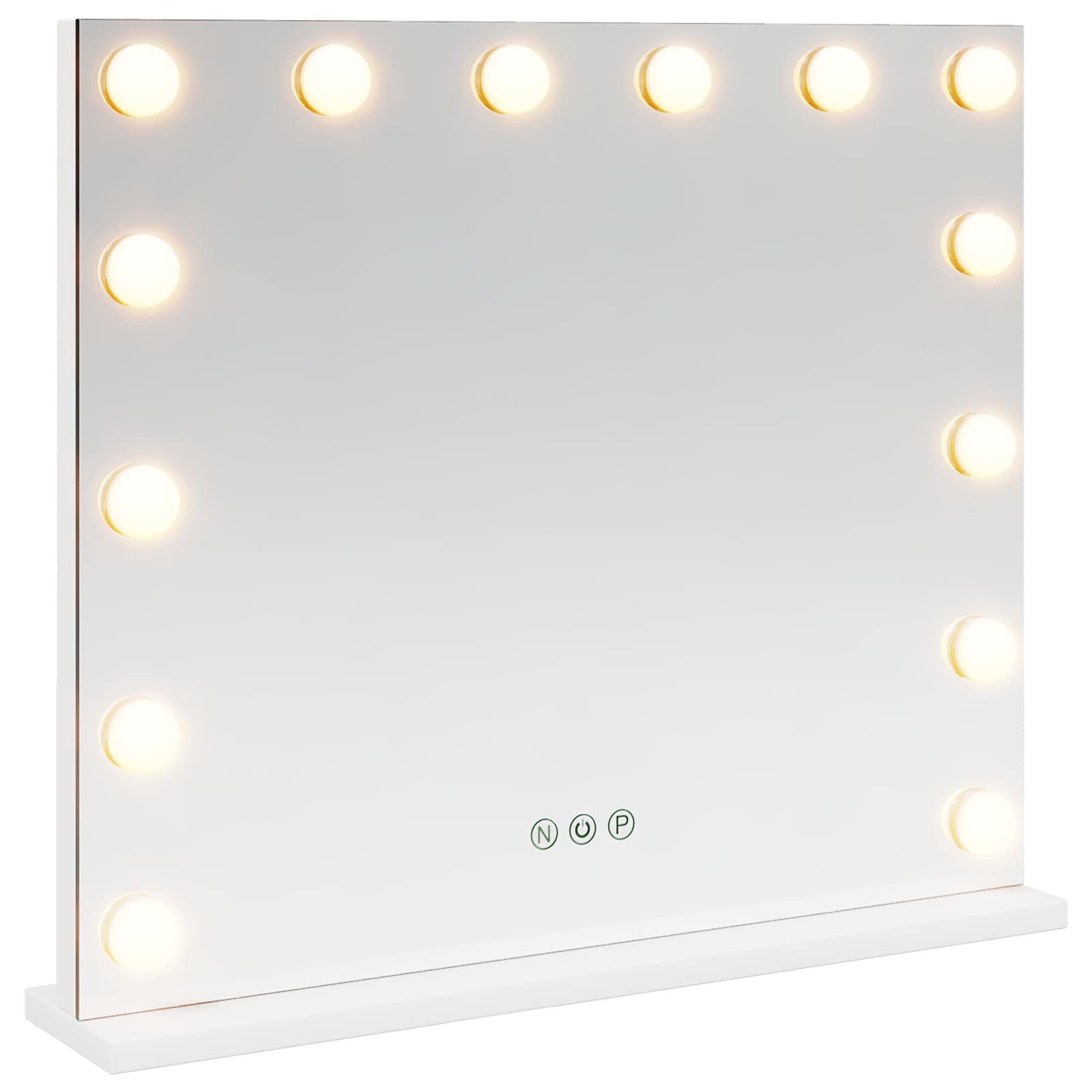 Kosmetikspiegel 50 x 10 x 44 cm LED Schminkspiegel Weiß 50x10x44 cm Glas und Stahl