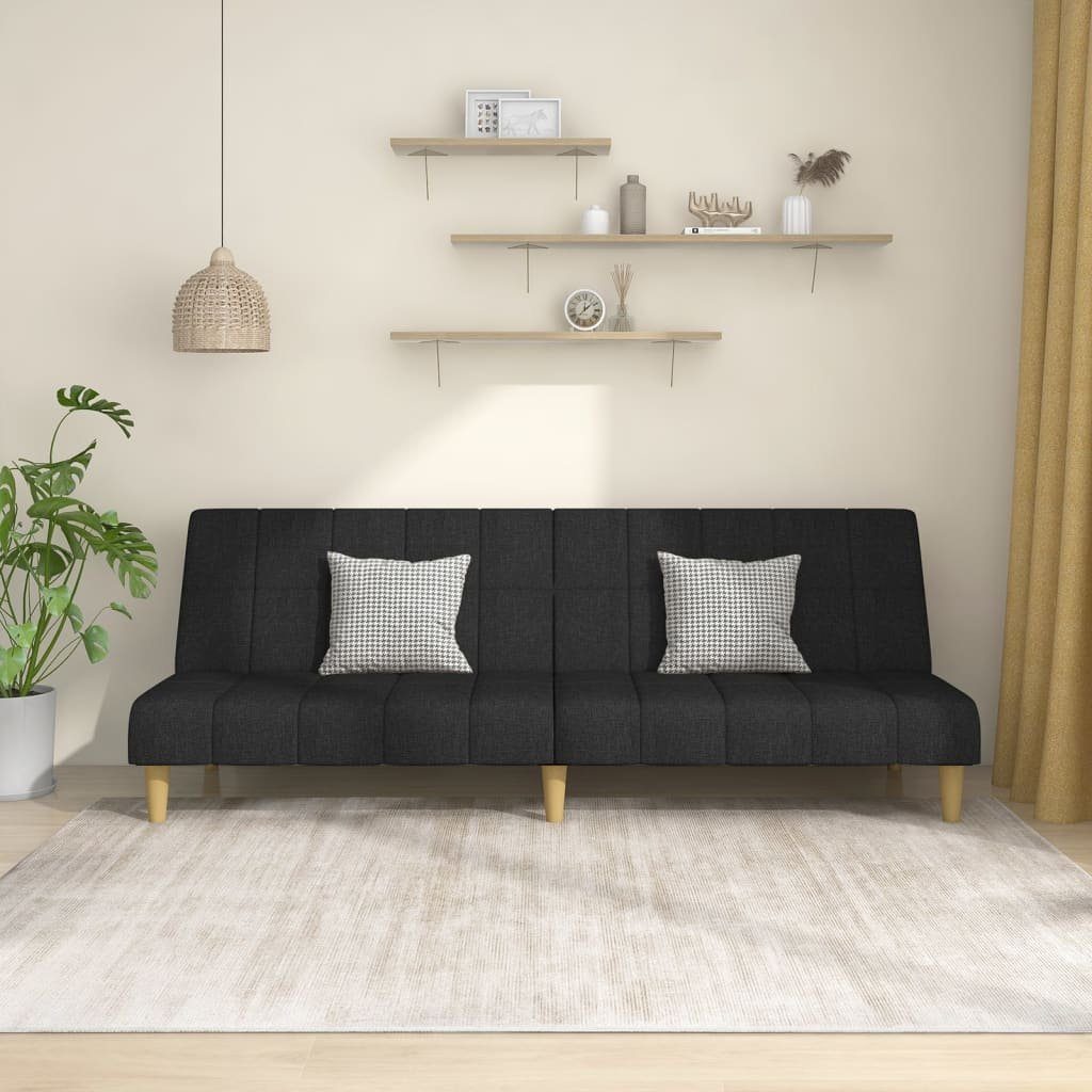 vidaXL Sofa Schlafsofa 2-Sitzer Schwarz Stoff