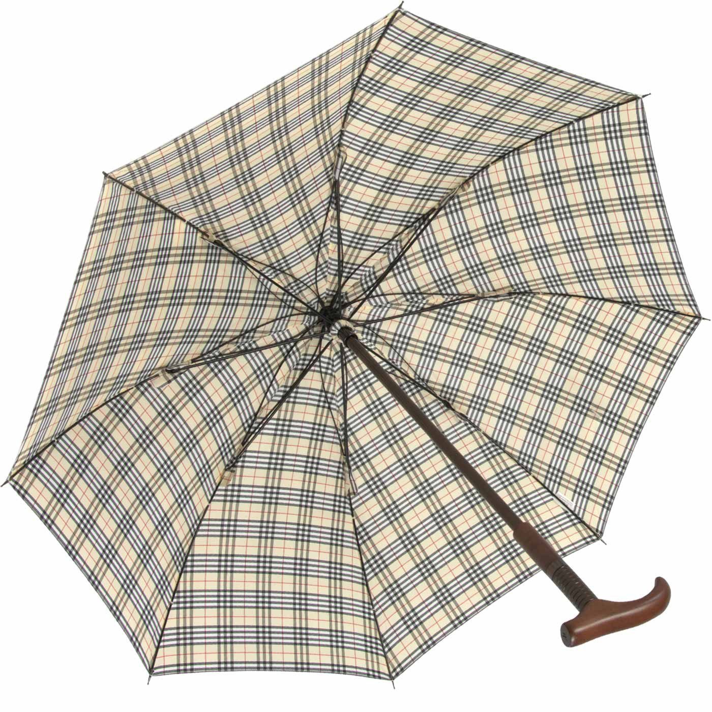 iX-brella Stockregenschirm Stützschirm mit Holzgriff - höhenverstellbar, sehr stabil, im klassischen Design
