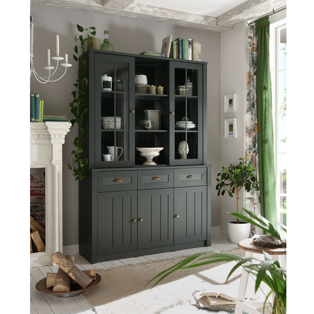 Lomadox Buffet ATHEN-61 Buffetschrank Schrankvitrine Küchenbuffet Landhaus günstig online kaufen