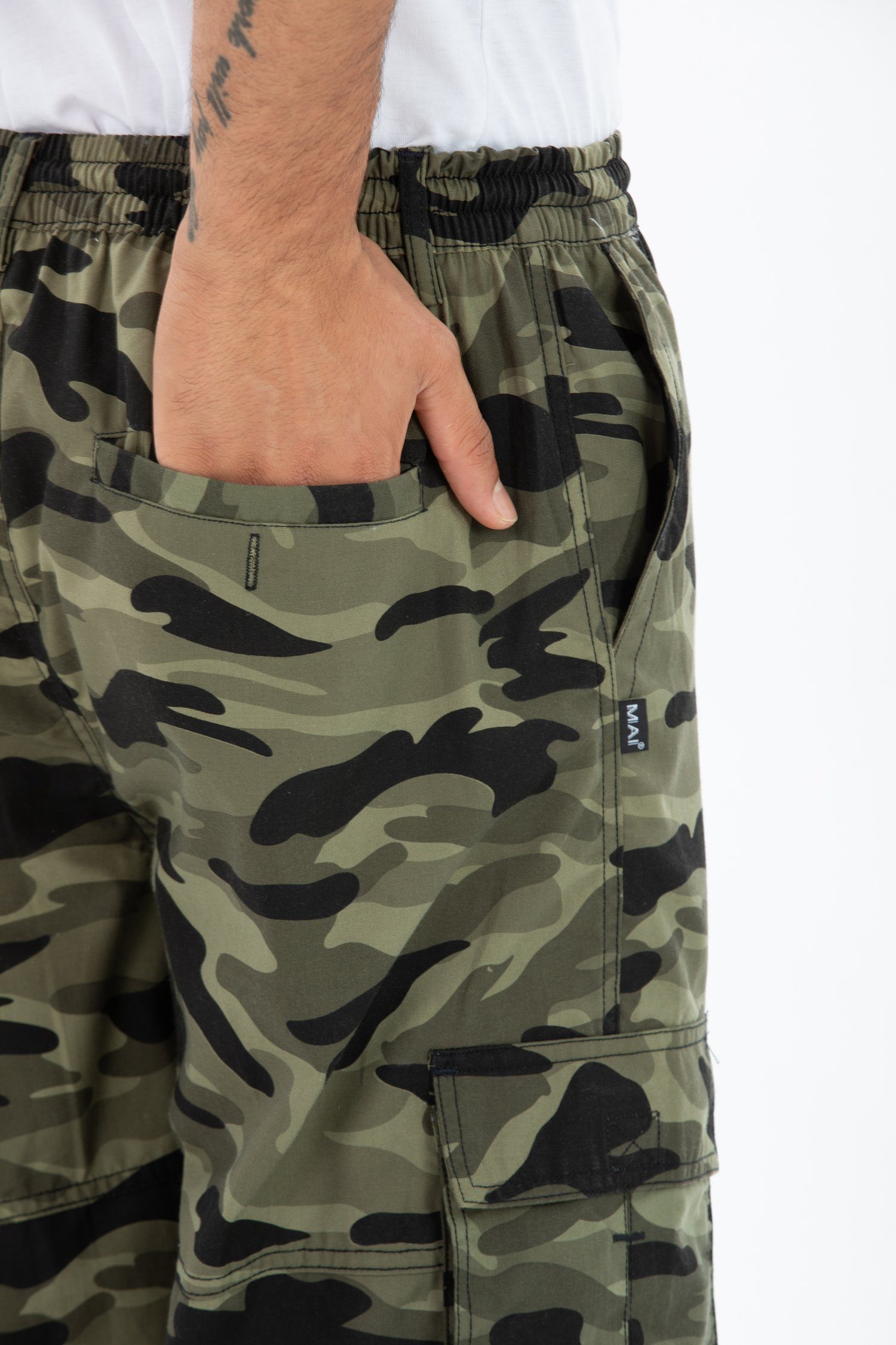Kendindza Collection Cargohose Zipp Off Cargohose Dehnbund Arbeitshose Feldhose Bundeswehr Cargo Hose elastischer Gummibund Tarnhose Bundhose Camouflage – Bild 5 von 5