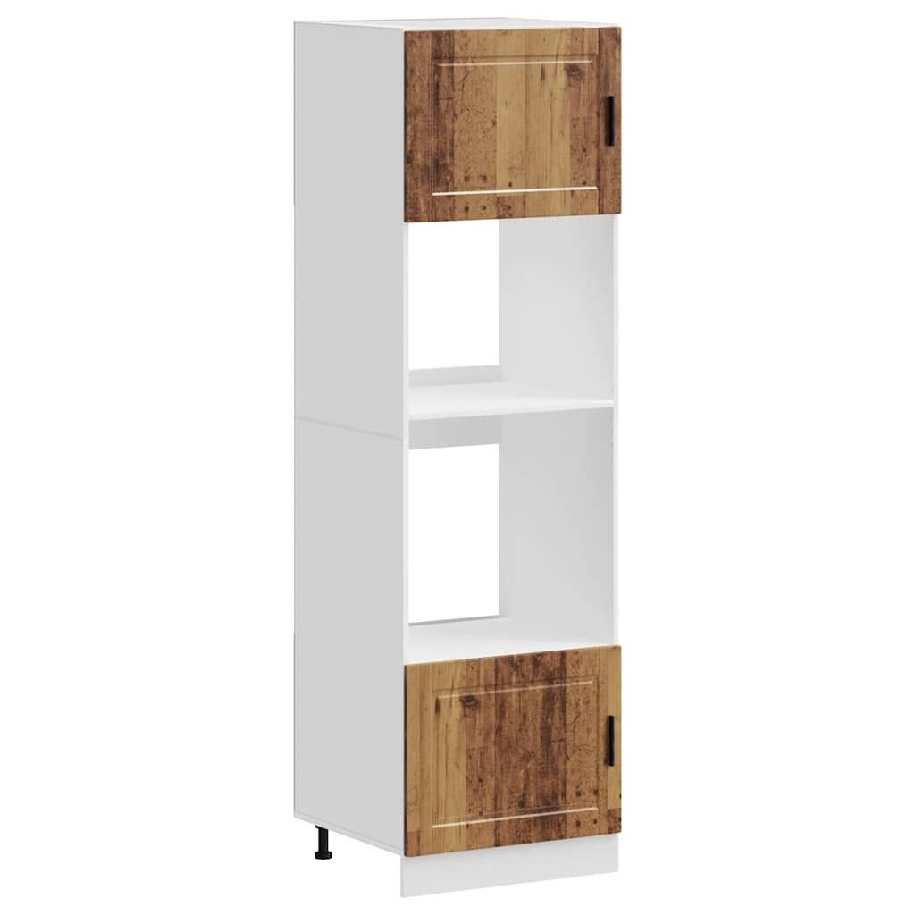 vidaXL Hängeschrank 60 x 57 x 207 cm Herdumbauschränke Hochschrank 2 tlg Porto Altholz-Opt