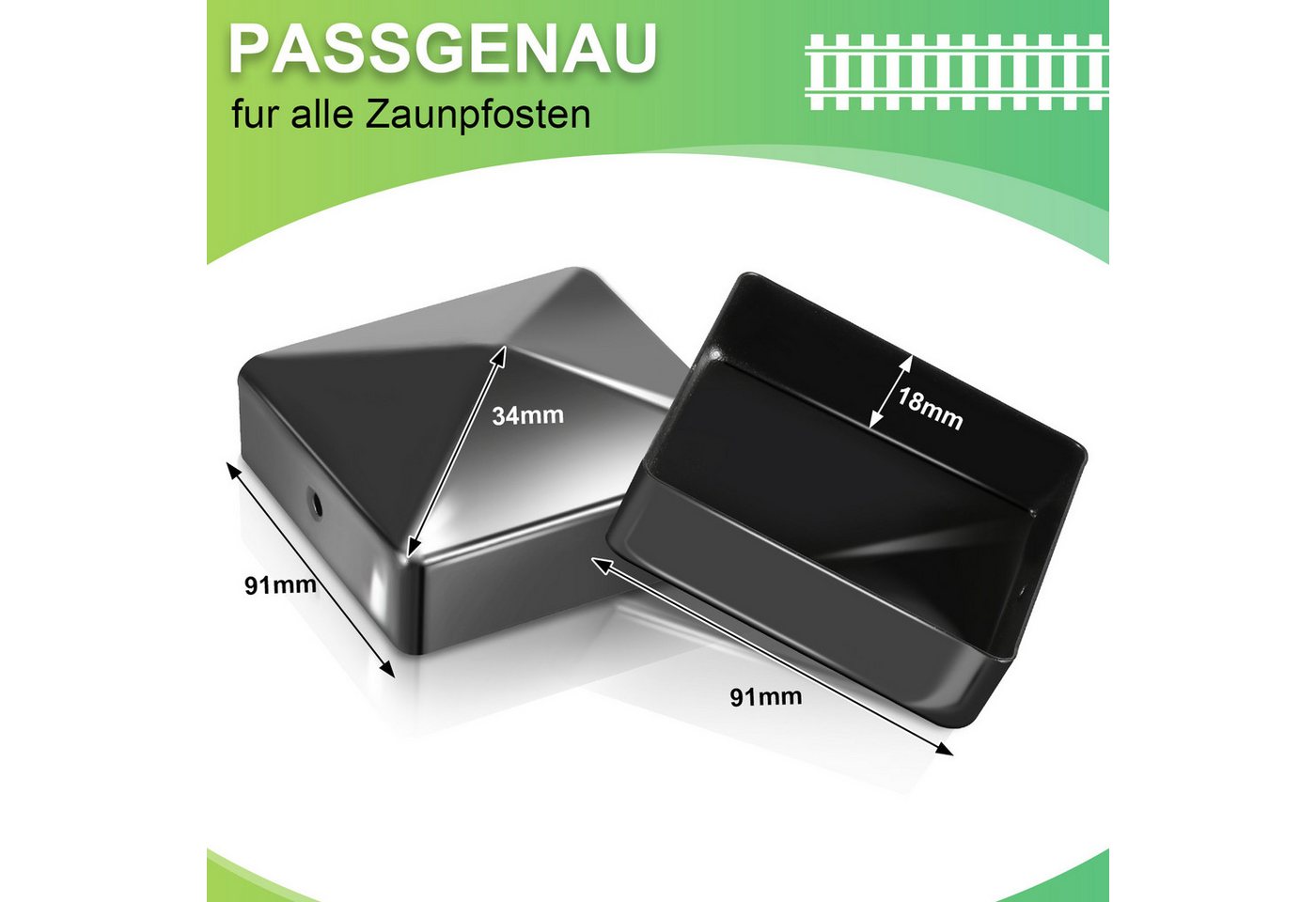 Thumbnail - Clanmacy Pfostenkappe Pfostenkappe 10 St Pfostenkappe Pyramide Eisen 91mm Schwarz