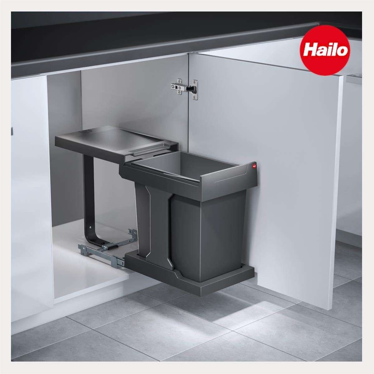 Hailo Einbaumülleimer Hailo Abfallsammler 3635001 AS Swing Solo manual 20 Liter, für Schrankbreite ab 300 mm mit Drehtür – Bild 2 von 5