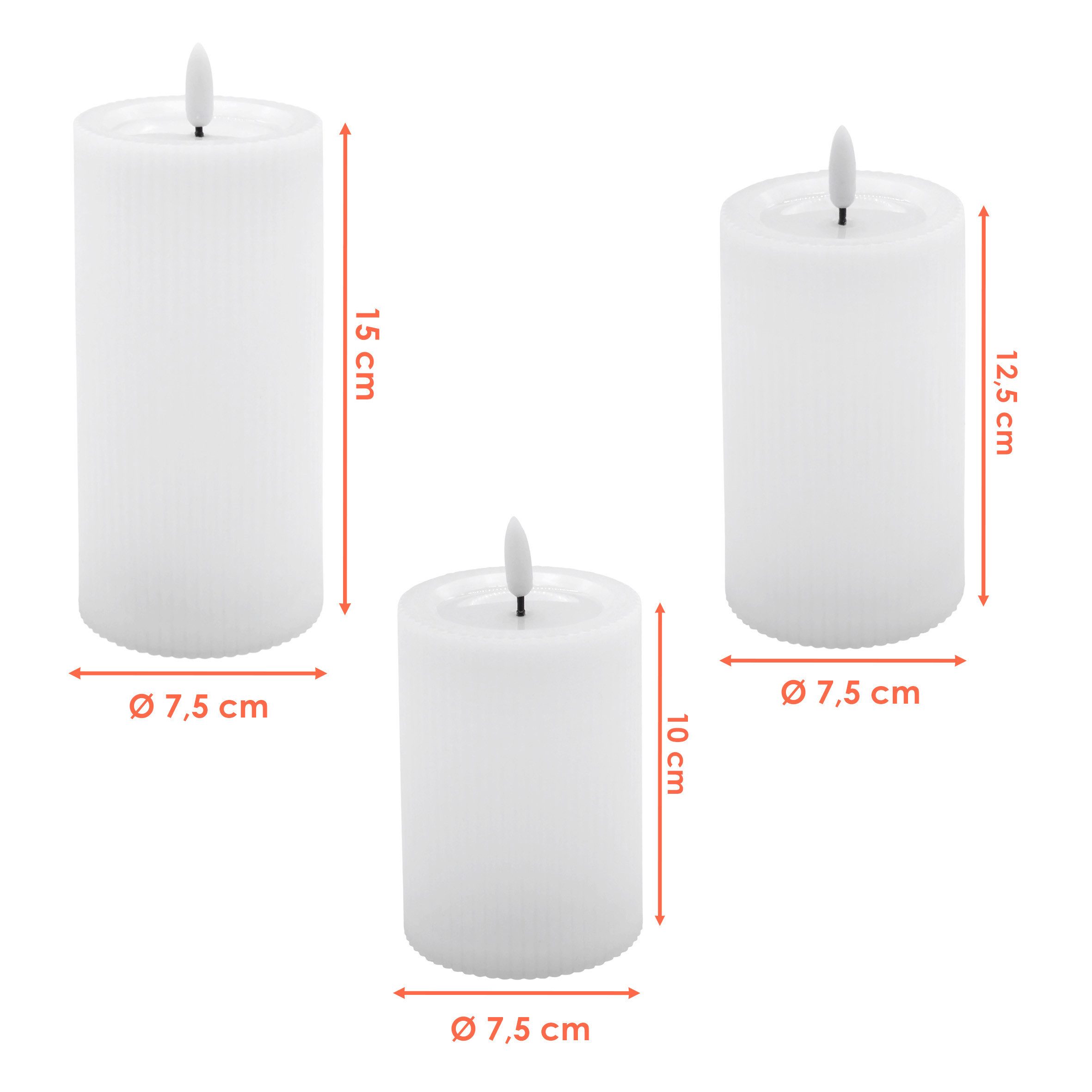 Spetebo Outdoorkerze LED mit Timer und Flammen Effekt 3er Set - 15 / 12,5 / günstig online kaufen