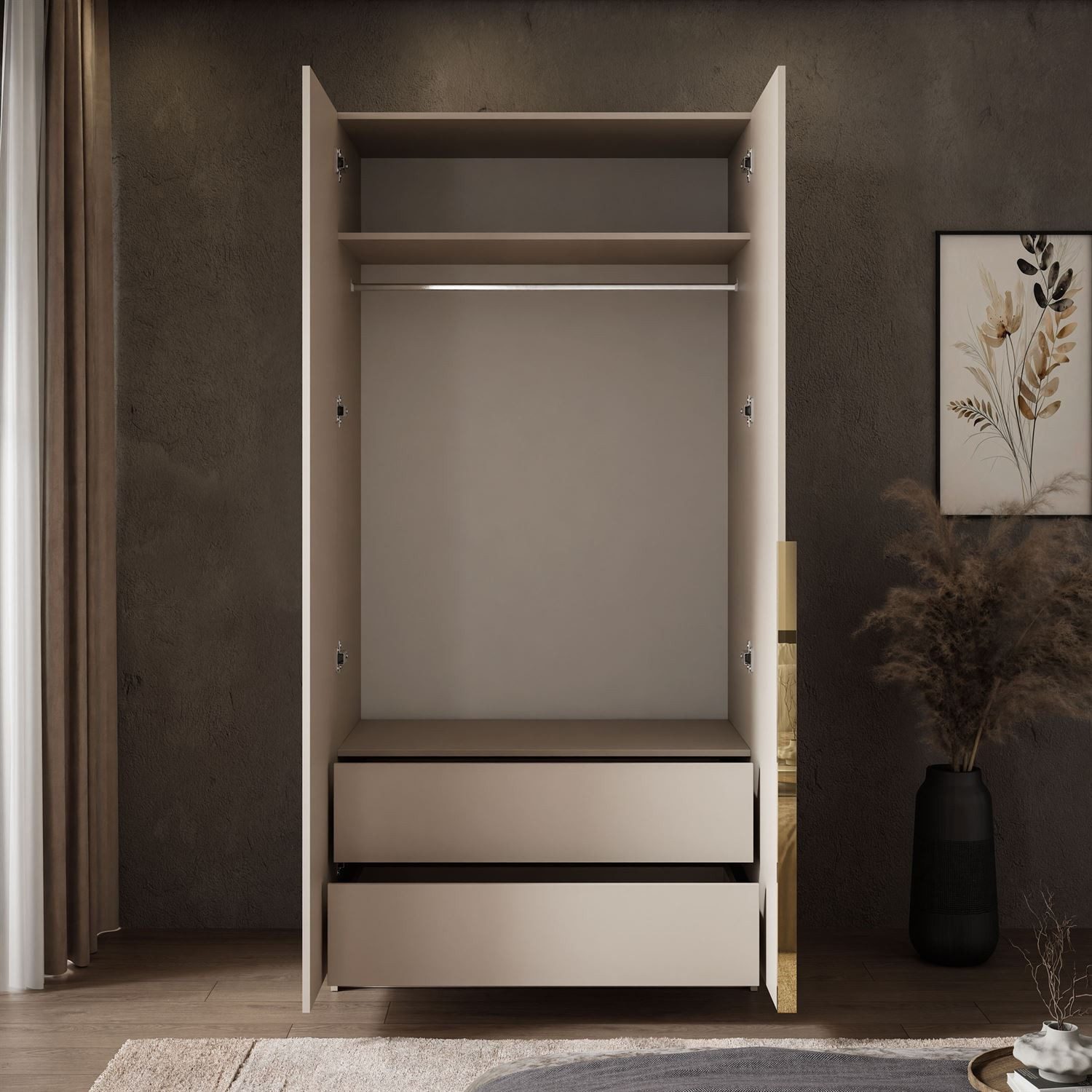 Lookway Kleiderschrank AUREL 2D KASCHMIR Drehtürenschrank mit 2 Türen 100x210x57 cm