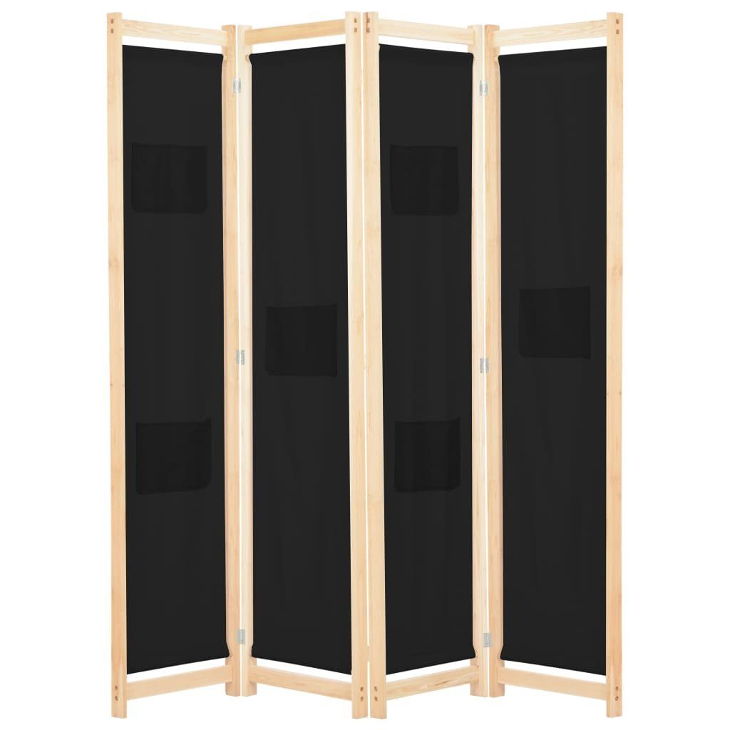 vidaXL Raumteiler 4-teiliger Raumteiler Schwarz 160 x 170 x 4 cm Stoff, 4-tlg.