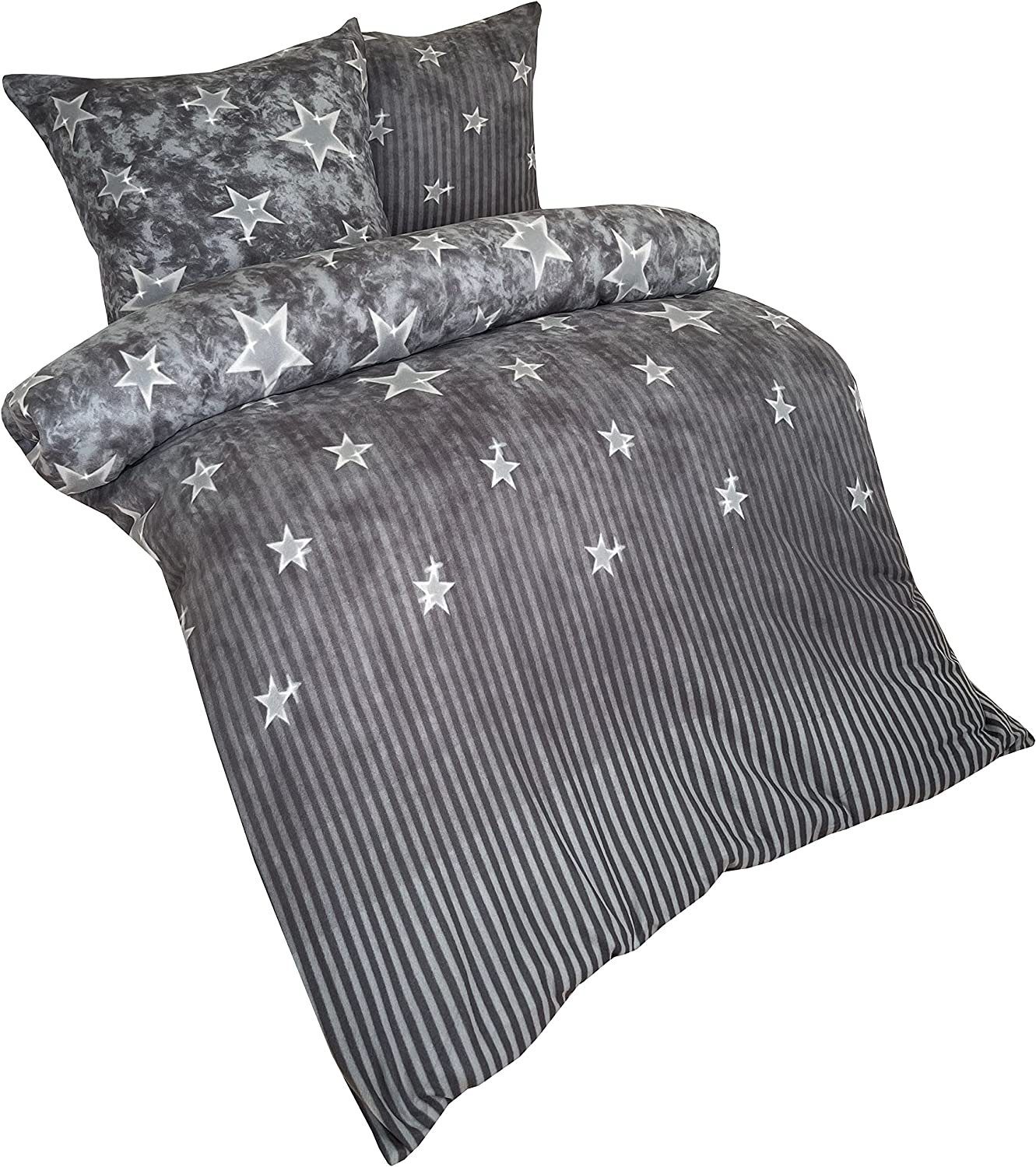 One Home Bettwäsche Winter Fleece, Fleece, 2 teilig, Sterne gestreift, kusc günstig online kaufen