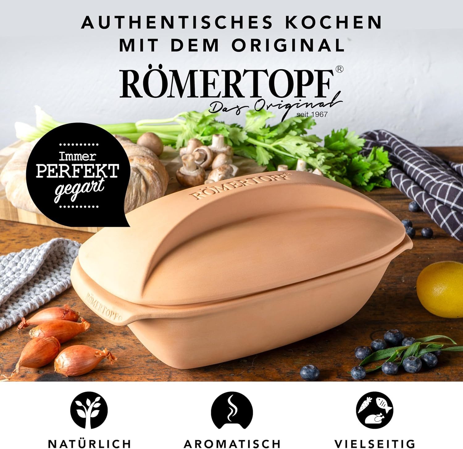 RÖMERTOPF Bräter Römertopf CULINARIO Bräter, 3 Liter, Keramik (Set), antihaft