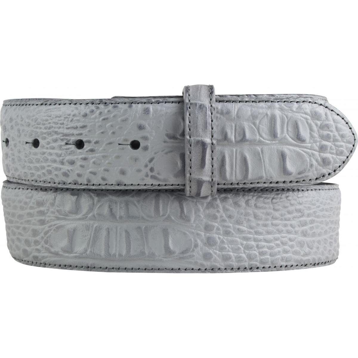 BELTINGER Ledergürtel Gürtel mit Krokoprägung ohne Schnalle 4 cm - Leder-Gürtel für Damen He Dunkelgrau