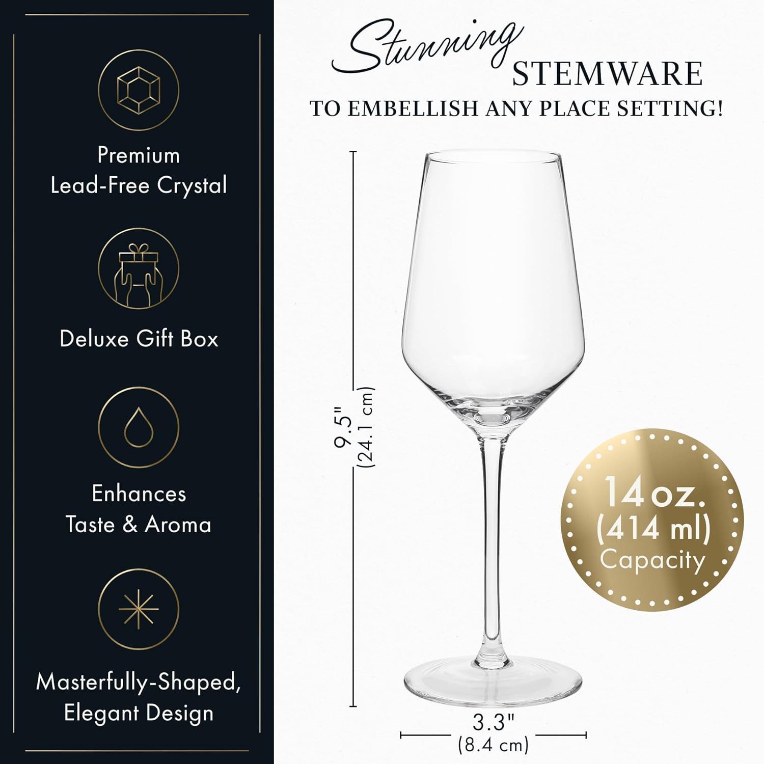 Elixir Glassware Weißweinglas 2er Weißweingläser mundgeblasen, Kristallglas, 12 oz, Kristall