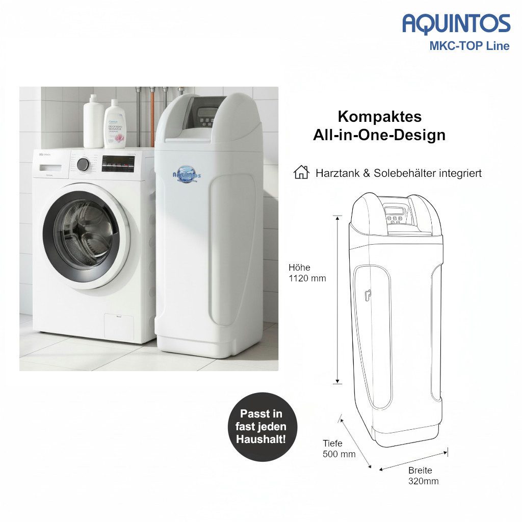 Aquintos Wasseraufbereitung Kalkfilter Aquintos MKC80 TOP-Line Wasserenthärtungsanlagen Wasserentkalkungsanla, Zubehör für Entkalkungsanlage, Für bis zu 8 Personen