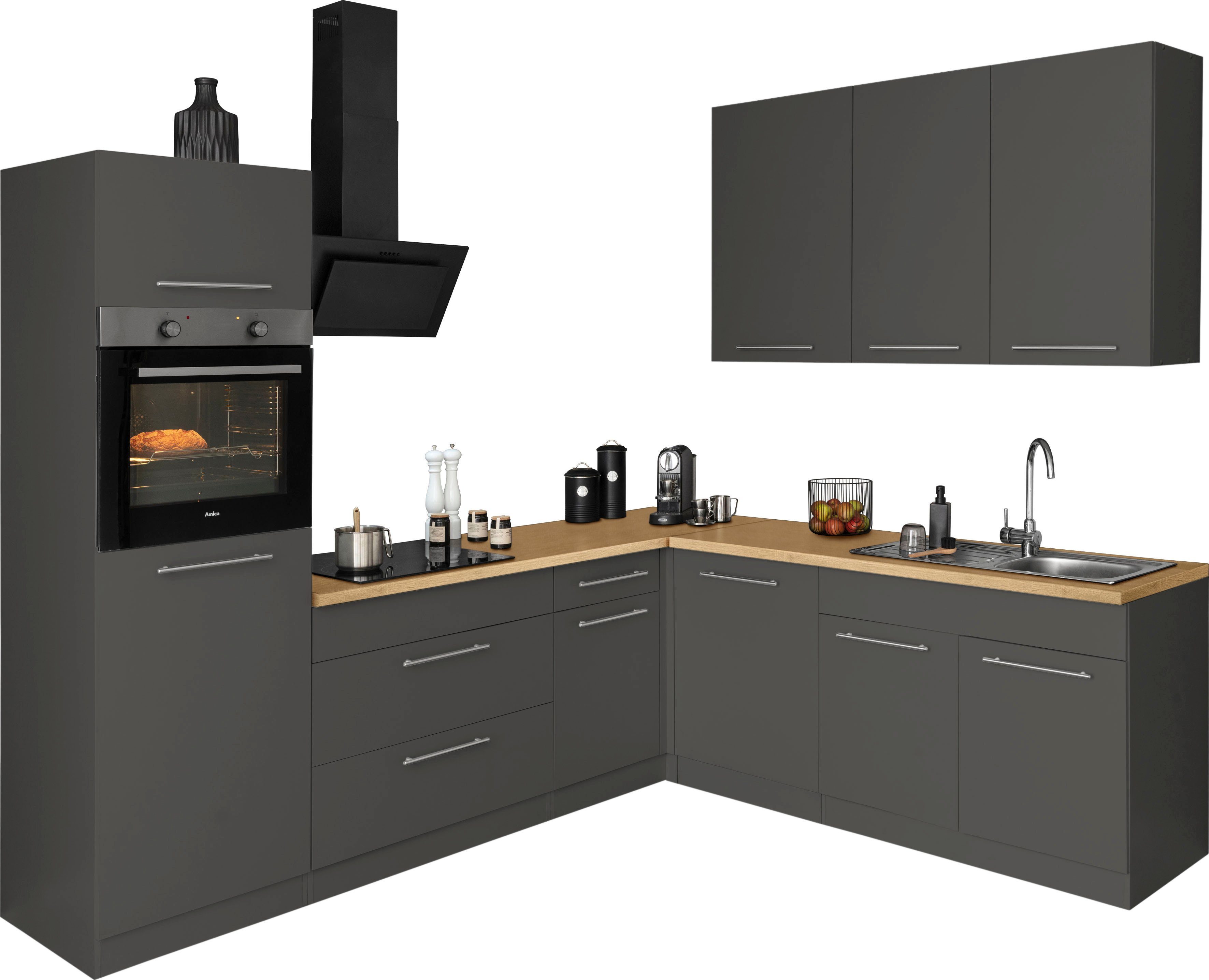 wiho Küchen Winkelküche Unna, mit E-Geräten, Stellbreite 260 x 220 cm günstig online kaufen