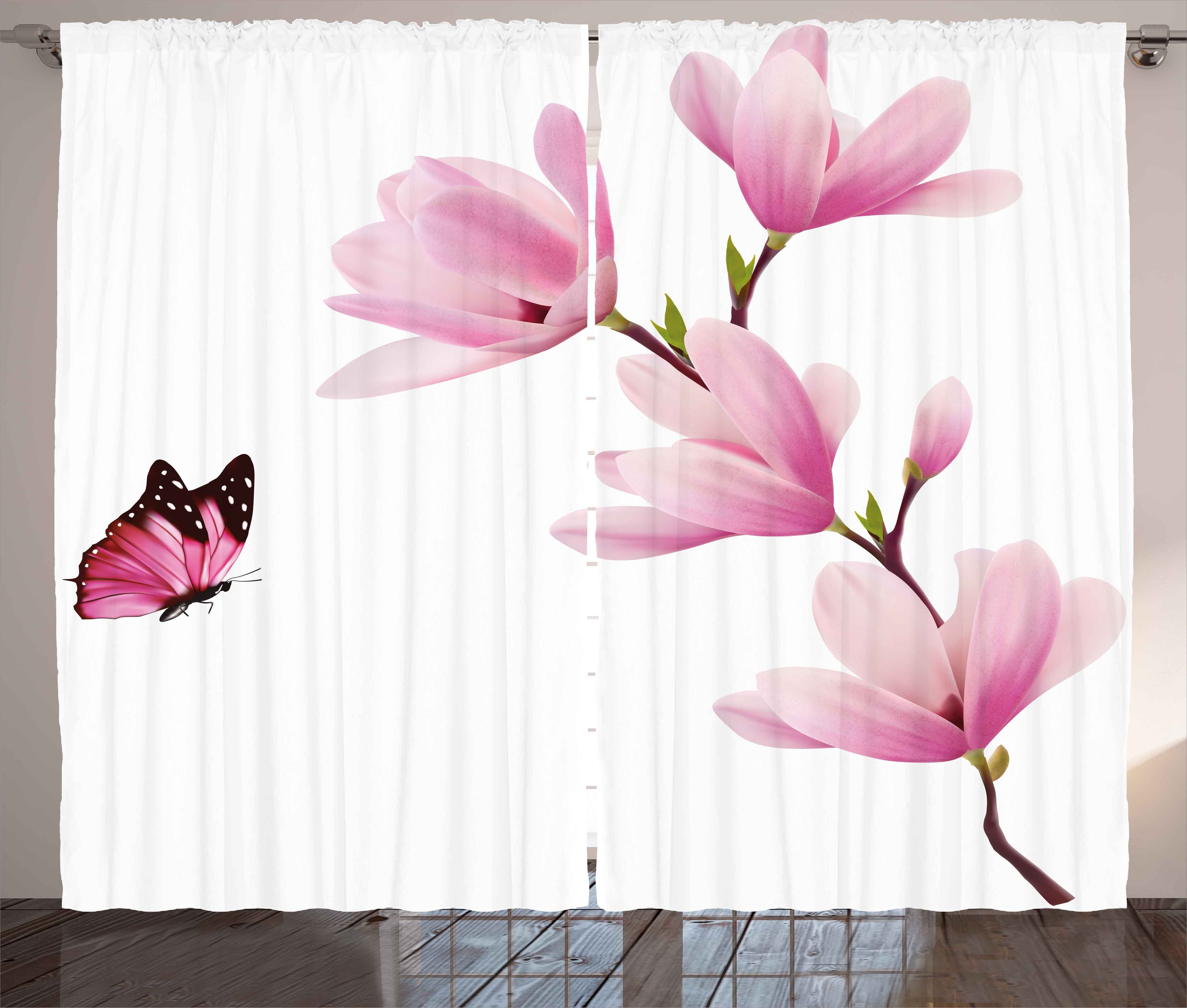 Gardine Schlafzimmer Abakuhaus, Haken, Baumblüte Ast Kräuselband Schlaufen Natur Blumen mit Vorhang und
