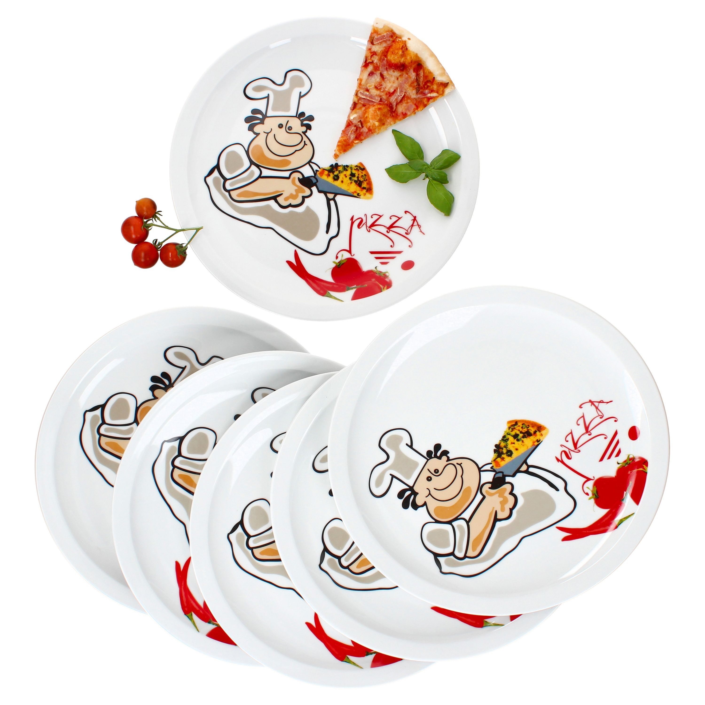 Pizzateller 6er Set Alberto Pizzateller Ø30,5cm 6 Personen XL-Teller Platte