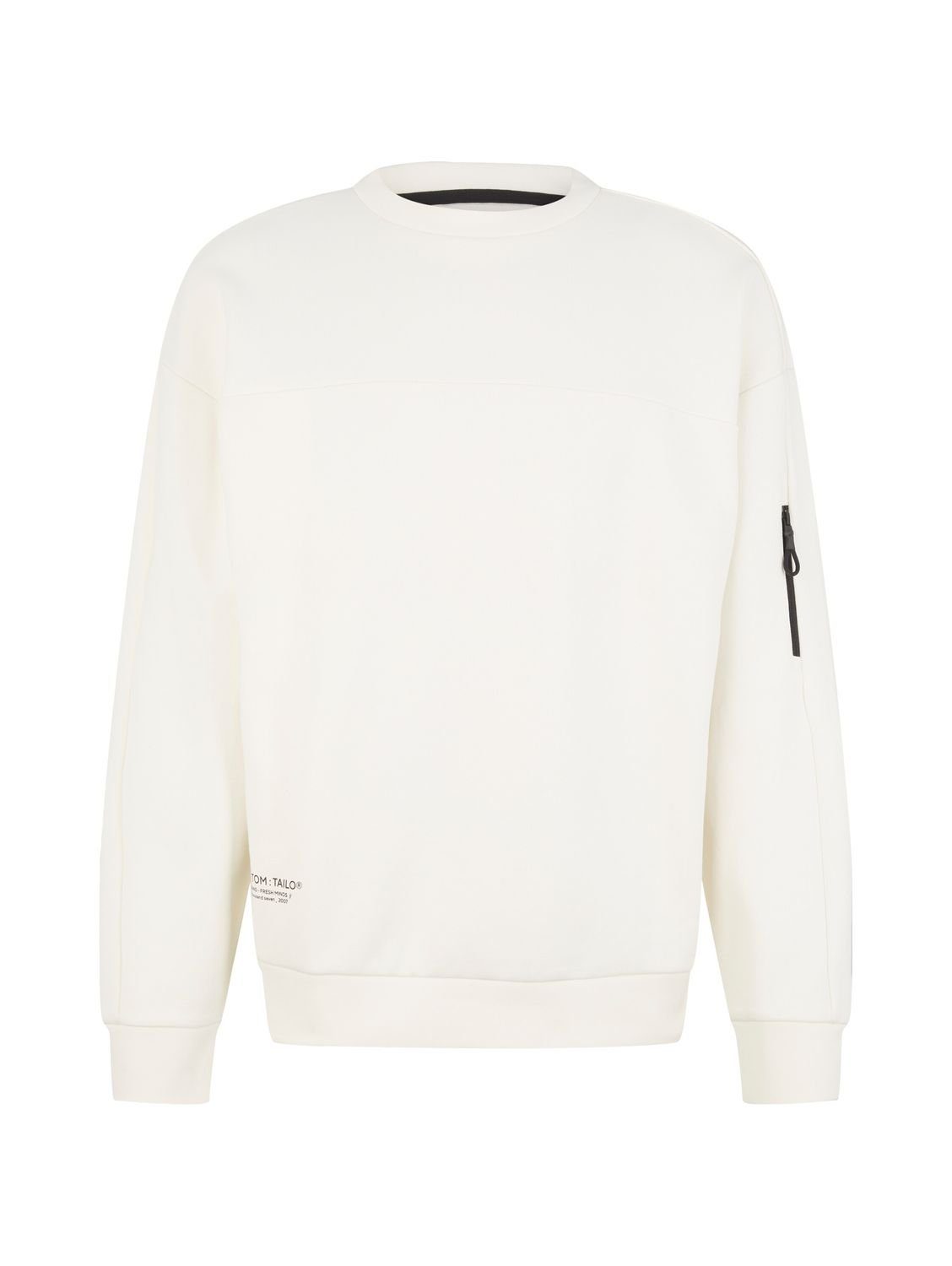 Baumwolle White CREW TOM 12906 Denim Wool TAILOR aus RELAXED Sweatshirt