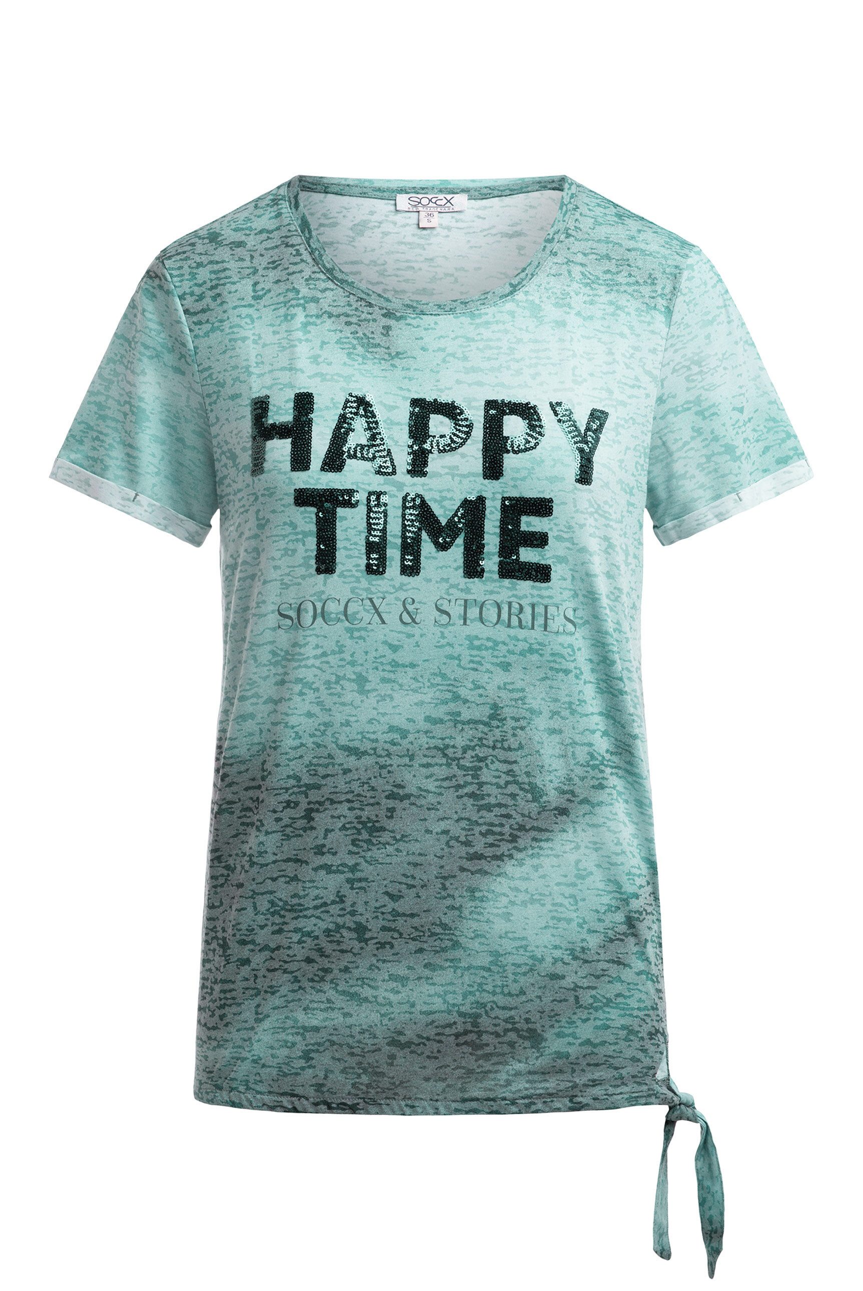 SOCCX Rundhalsshirt mit Knoten-Saum günstig online kaufen