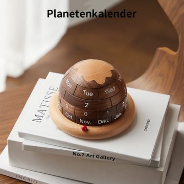 yozhiqu Tischkalender DIY Desktop-Kalenderdekorationen, Planetenkalender, hölzernes Vintage-Ornament im Innenbereich