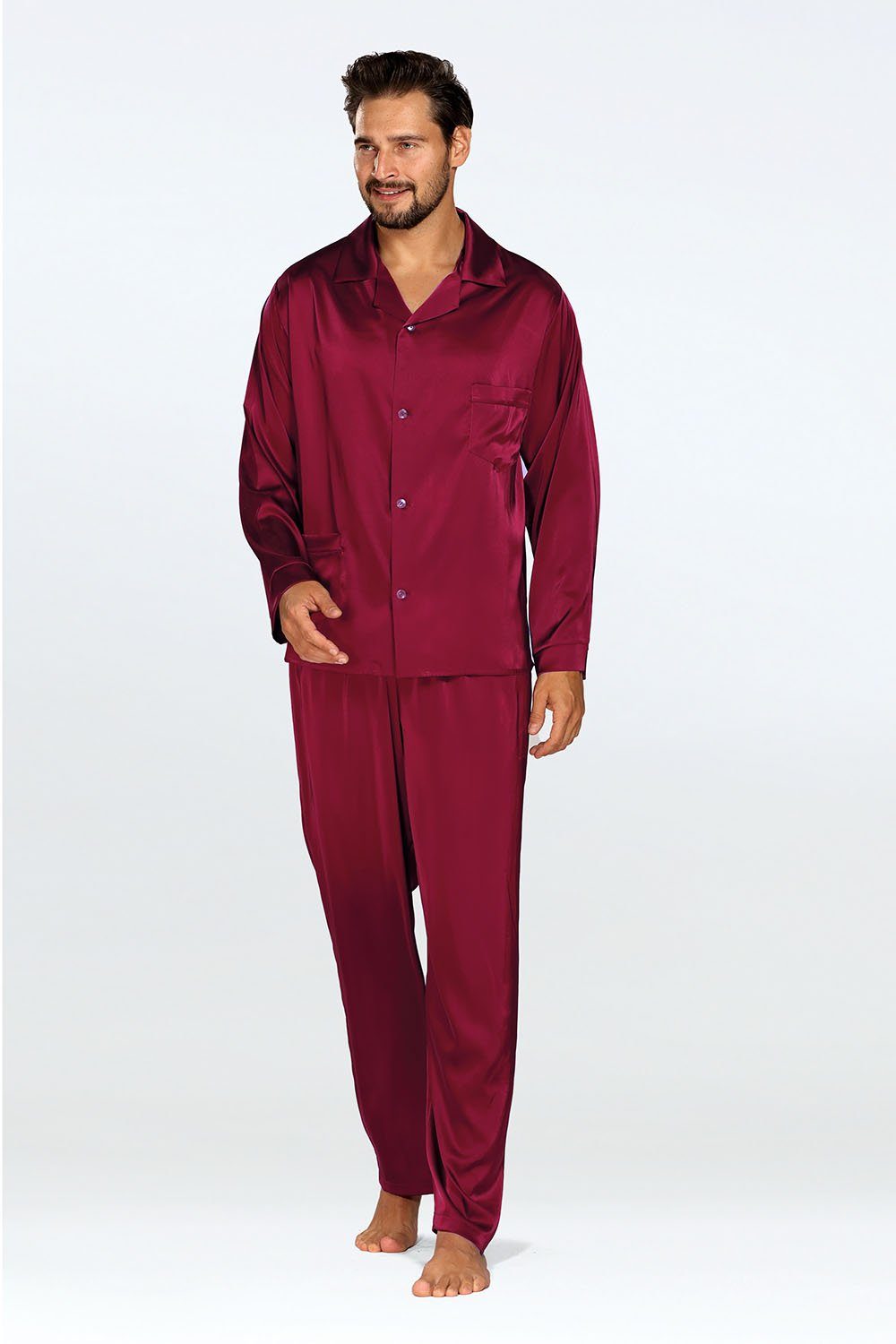 DKaren Schlafanzug Herren Satin Pyjama Schlafanzug günstig online kaufen