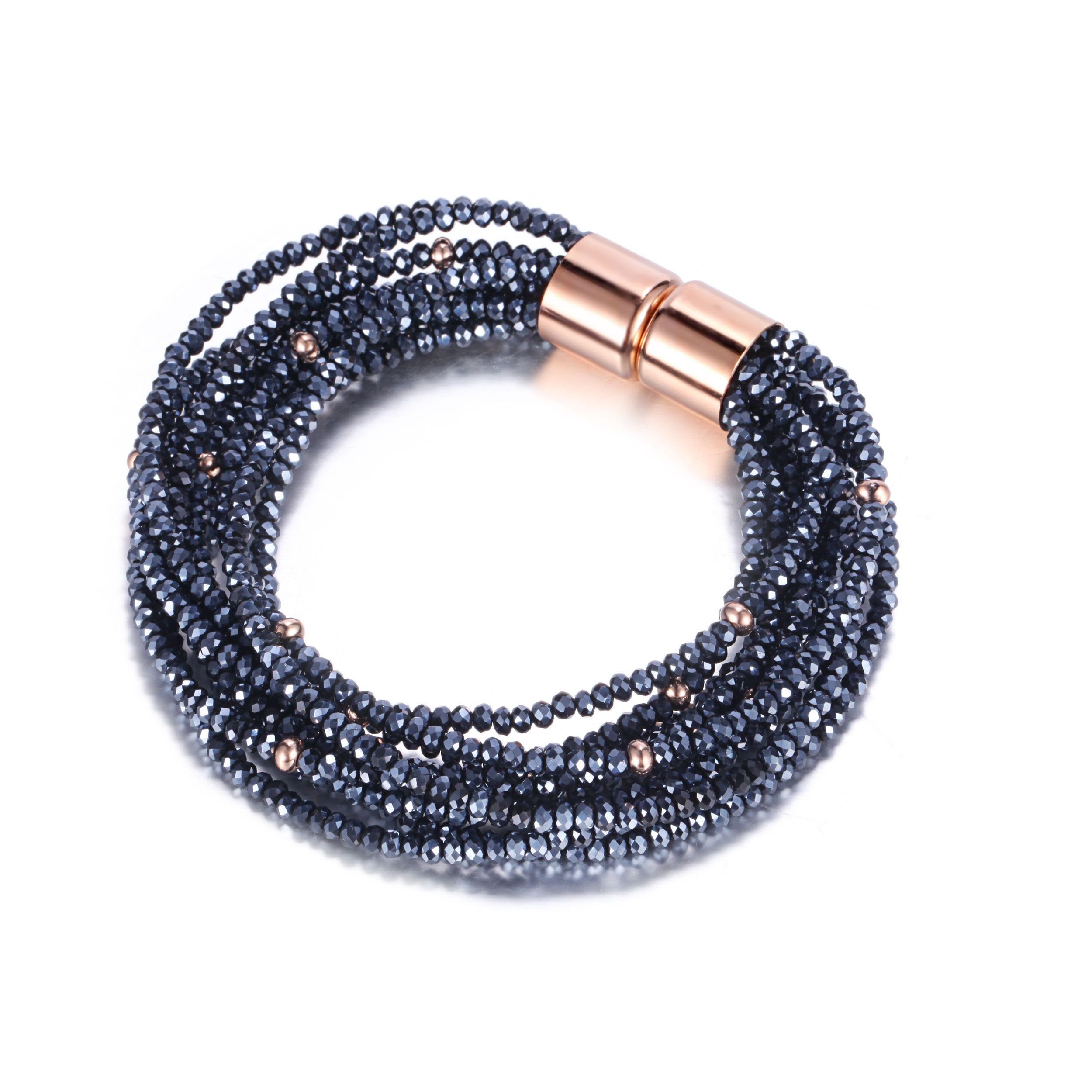 Kingka Armband Multistring Armband Stone Glamour mit Glasperlen \