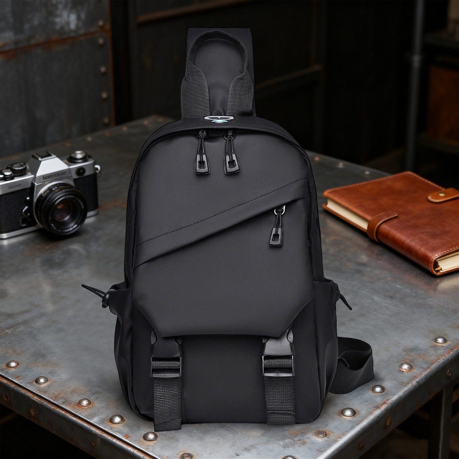 REDOM Umhängetasche Brusttasche Schultertasche Crossbody-Bag (mit Mehrere Taschen und USB-Ladeanschluss, 1-tlg., Nylonmaterial Wasserabweisend abriebfest und reißfest), vielseitig tragbar als Hüfttasche oder Mini-Rucksack