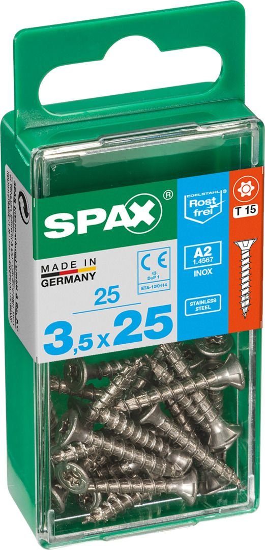 15 x SPAX Universalschrauben Holzbauschraube 3.5 mm - 25 Spax TX 25