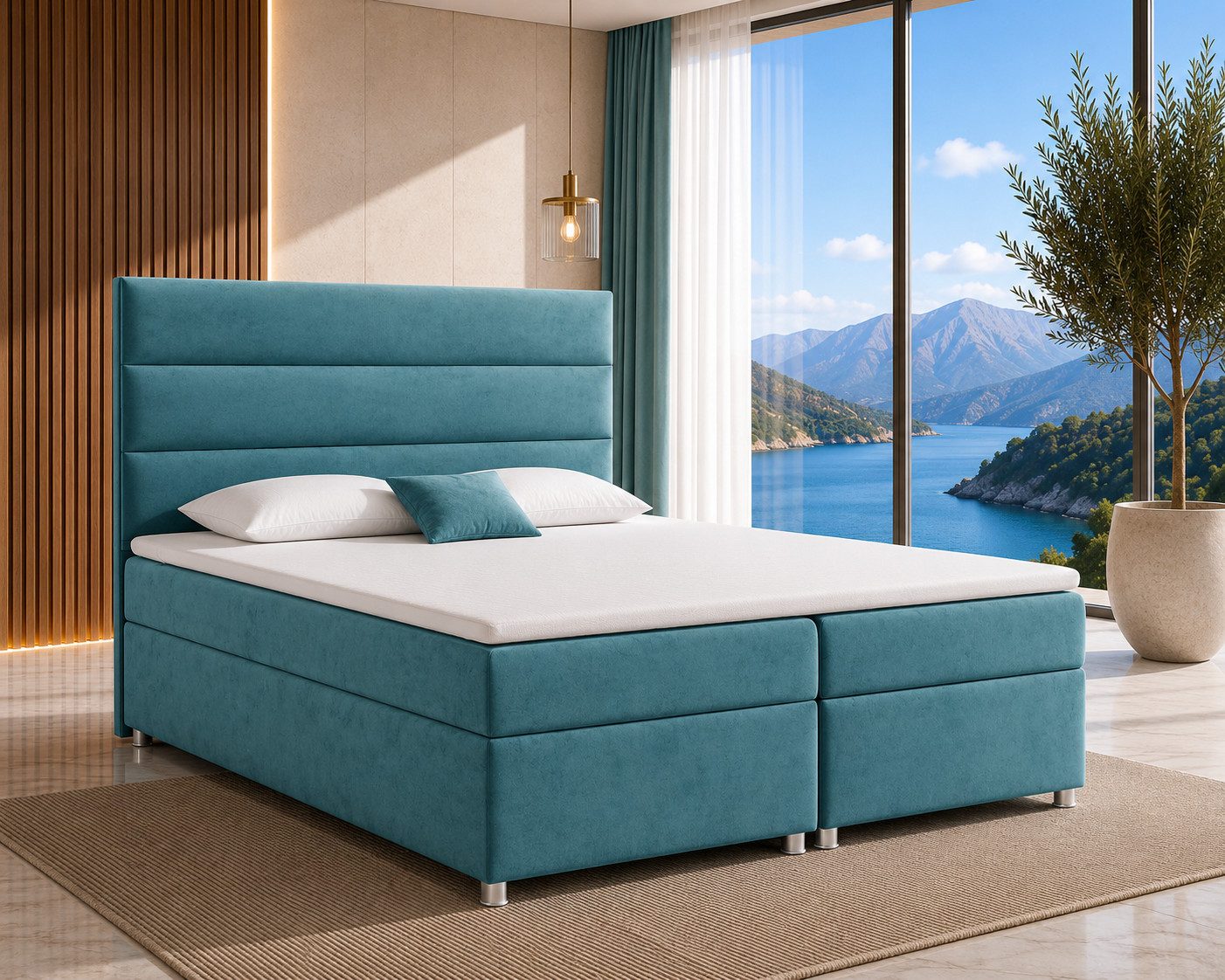 Best for Home Boxspringbett mit Bettkasten Trinity K1 Bonell-Matratze inkl. Komfort Topper (Polsterbett Doppelbett Boxbett mit gepolstertes Kopfteil, versch. Größen, 1-St., 140x200 160x200 180x200 200x200 cm), Handwerksqualität