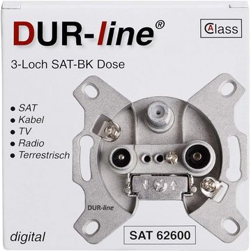 DUR-line DUR-line Antennendose 3-loch SAT, Kabelfernsehen, DVB-T, Radio, SAT-Kabel
