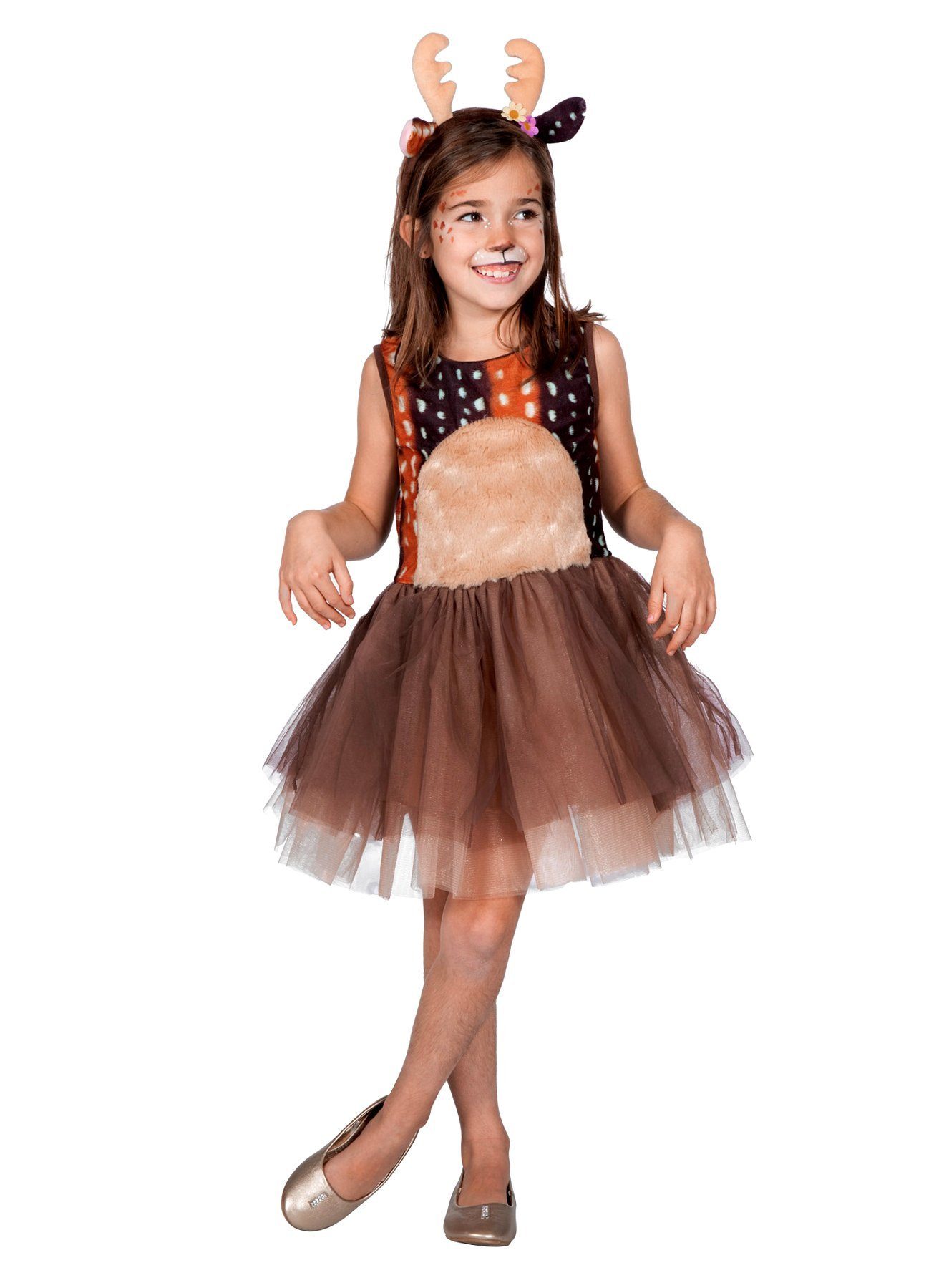 Metamorph Kostüm Rehkitz Kostüm für Kinder, Bambi für Bambini: süßes Kleid  für Reh oder Rentier