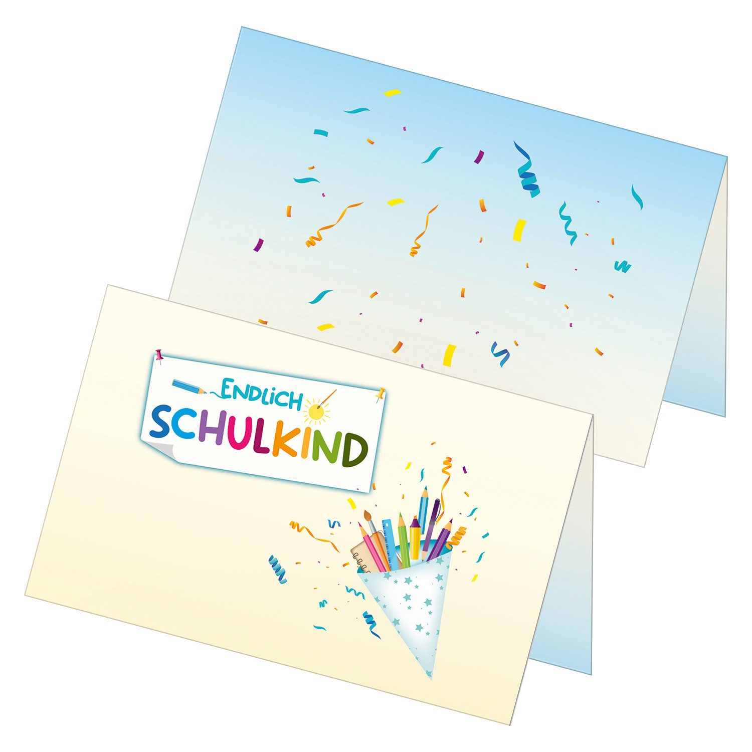itenga Papierdekoration itenga 48x Tischkarten Platzkarten Endlich Schulkind, Motiv mit Tüte