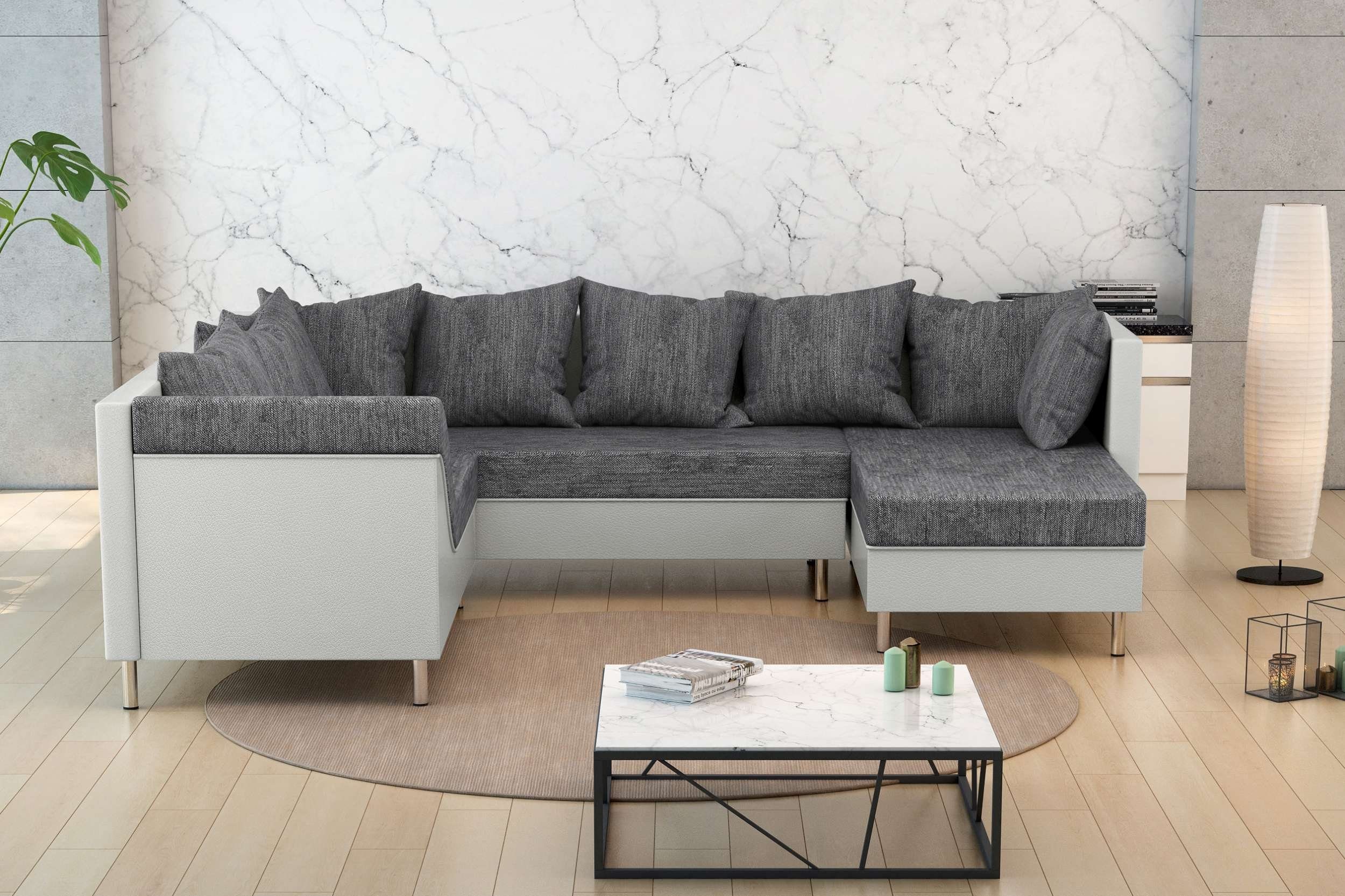 stellbar, oder mane Raum Design, frei Modern Stylefy U-Form, made Wohnlandschaft bestellbar, Sofa, Europa im links Lotos, in rechts