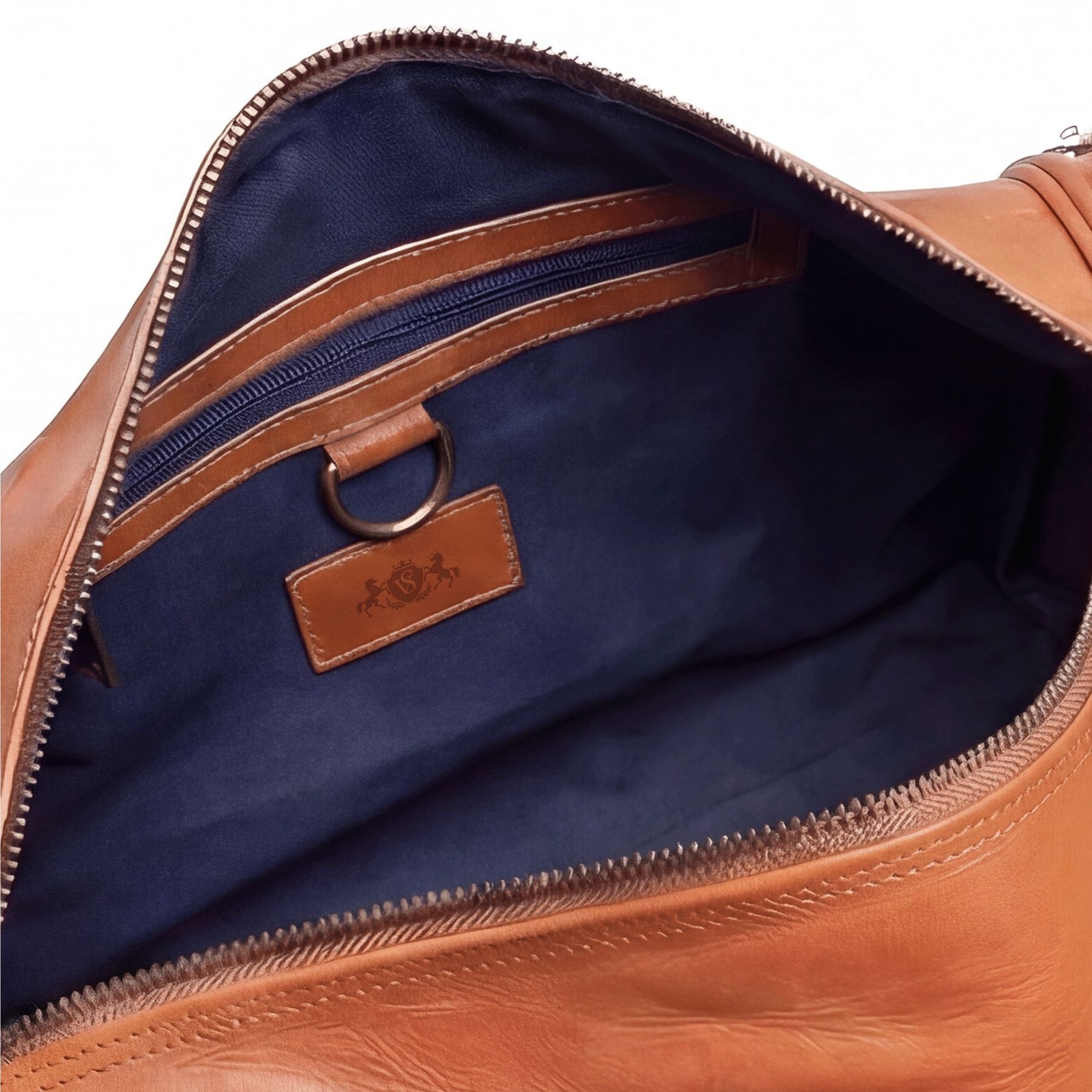 SID & VAIN Reisetasche Weekender aus Leder Unisex LANDON in vintage-braun, Hochwertige Reisetasche Ziegenleder 60 cm in Braun-cognac – Bild 5 von 5